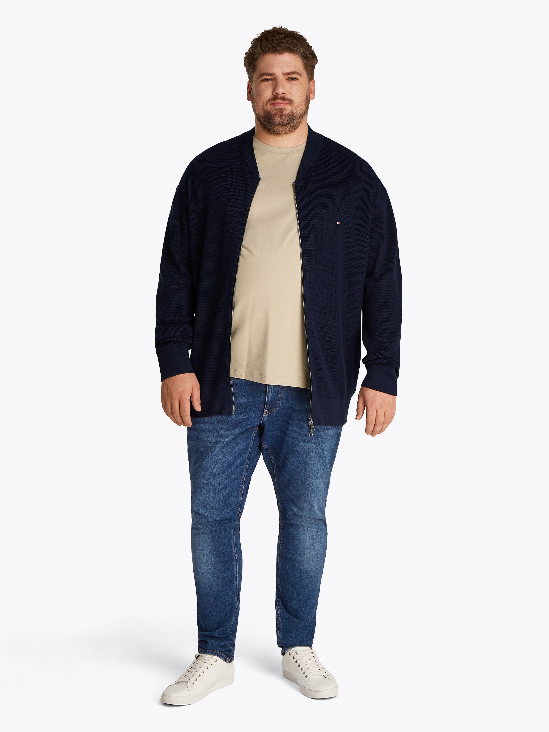 Tommy Hilfiger Vest BT-RACKING STRUCTURE BASEBALL-B Grote maten, met fijne structuur