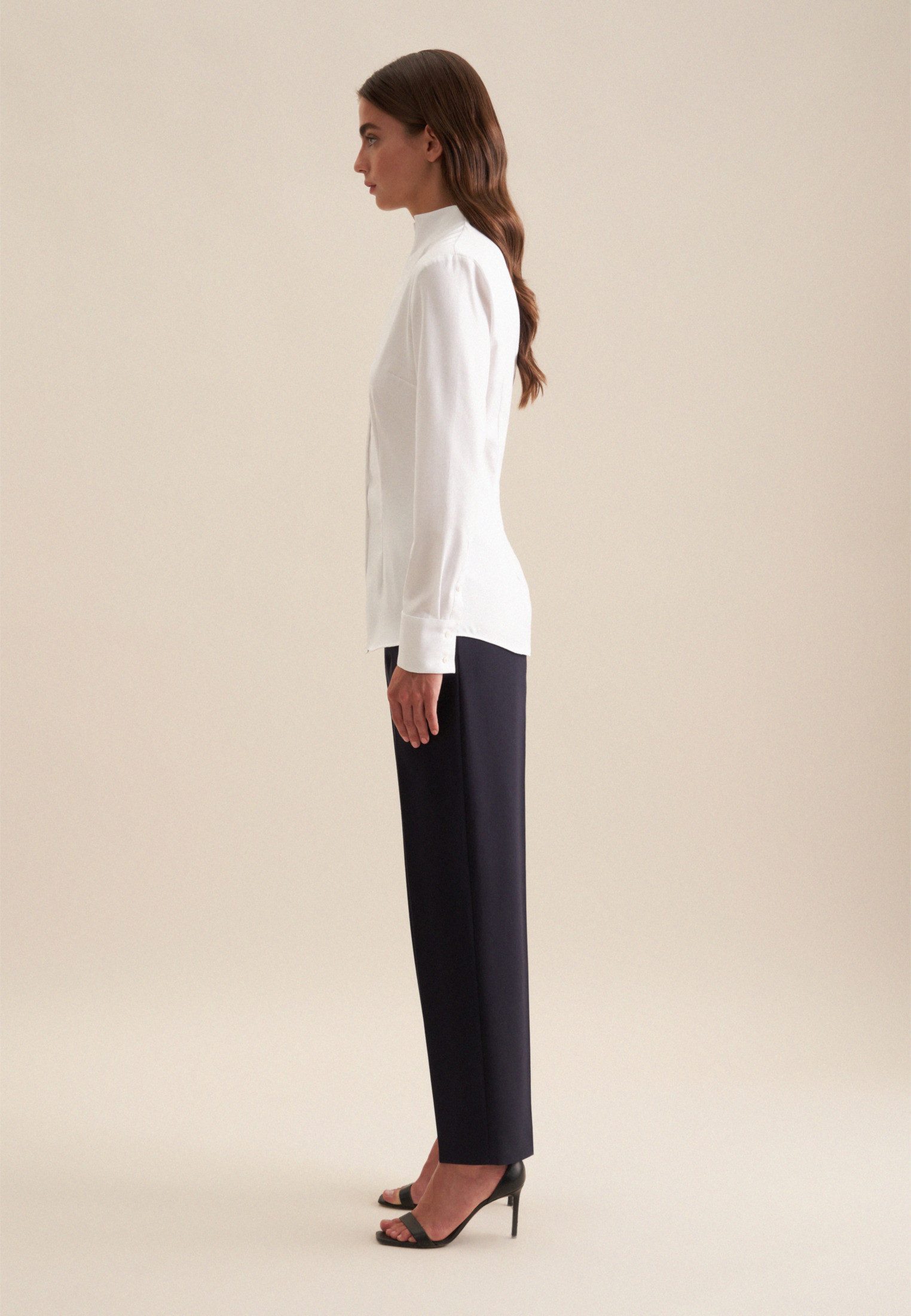 seidensticker Klassieke blouse Zwarte roos Lange mouwen kraag uni
