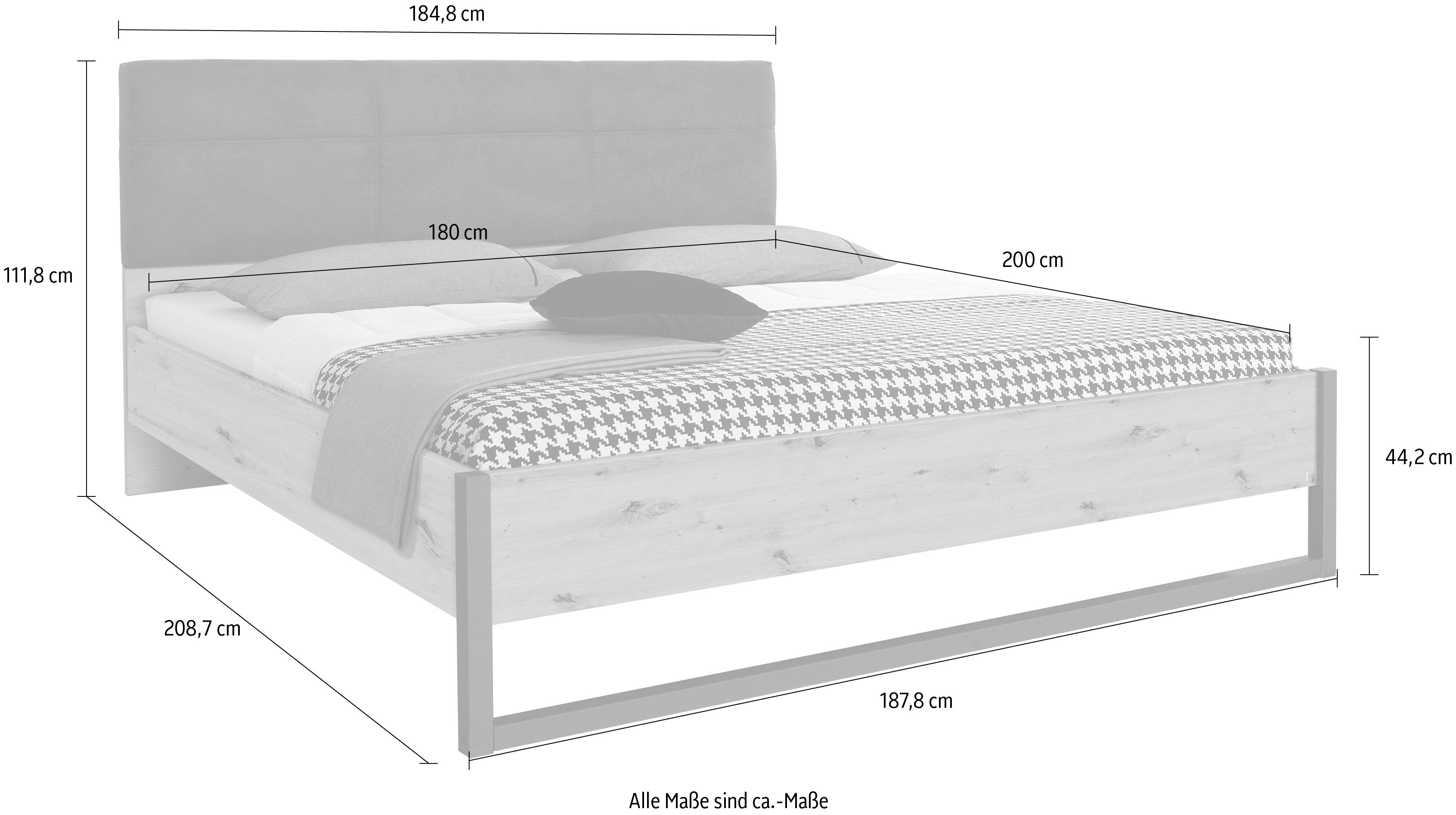 rauch Bed TAMPA in moderne industriële stijl, metalen bedslede