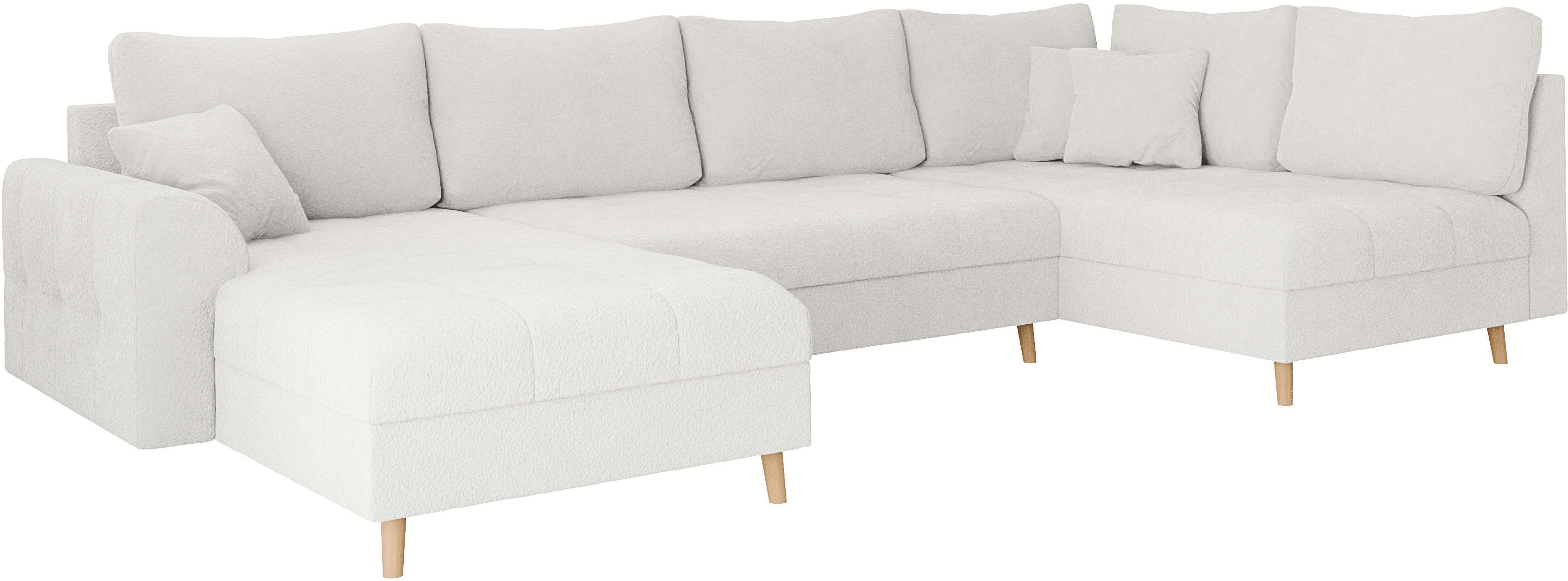 Home affaire Zithoek CHARRE U-vorm met ottomane, afmetingen B/D/H: 310/161/81 cm fijne stiksels, losse rug- en sierkussens, ook in cord en bouclé