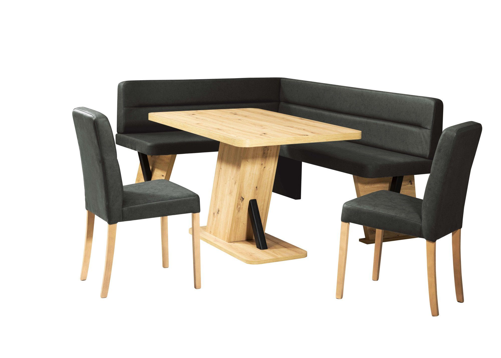 Home affaire Eethoek Laros zitgroep, hoekbank, stoelen, tafel perfect voor keuken, eetkamer, woonkamer, bestseller (set, 4-delig) eethoeken grijs