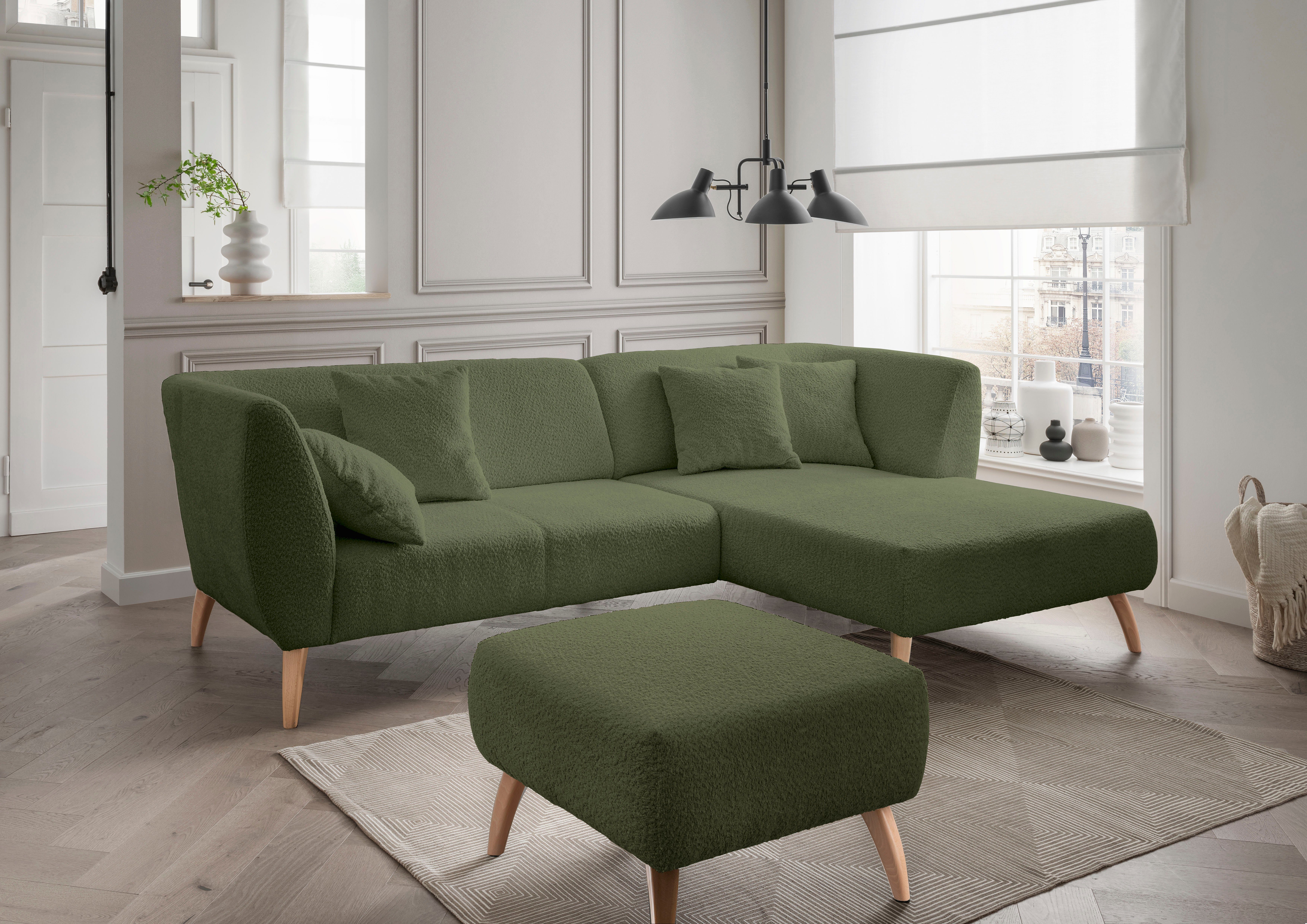 INOSIGN Hocker Colori Kleur houten poten naar keuze, verschillende stoffen, hoogwaardige stof
