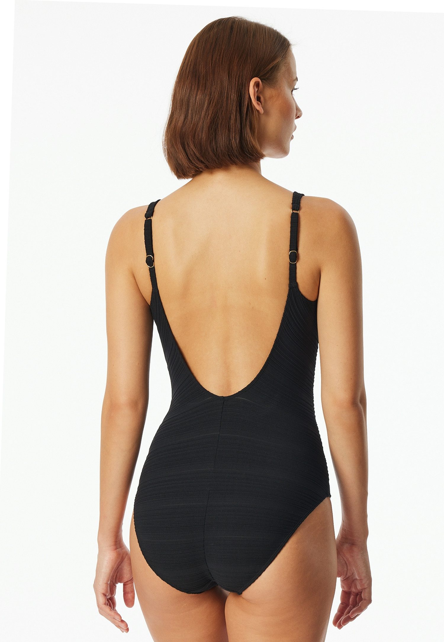 Schiesser Badpak Aqua met fijne strepenstructuur