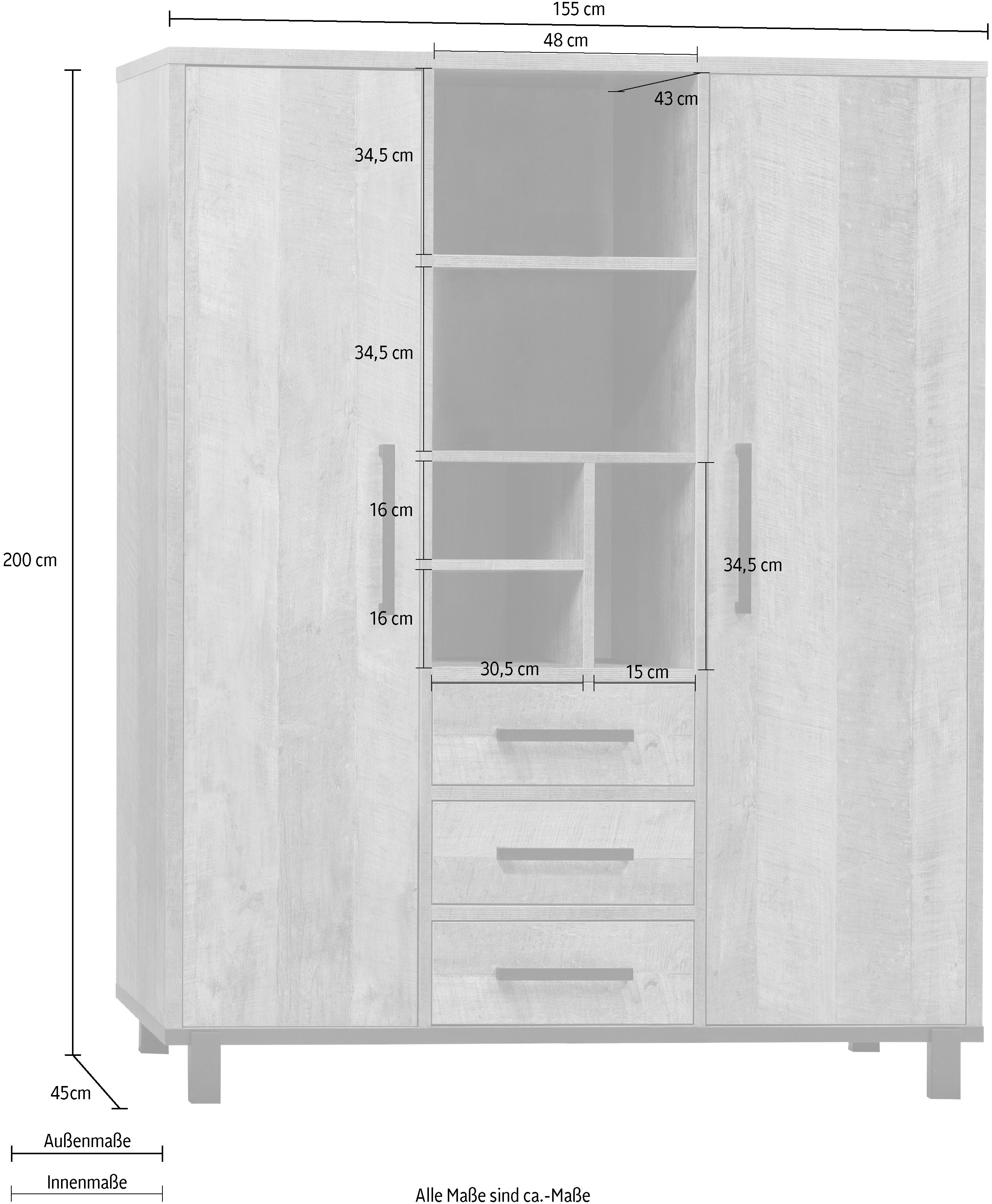 OMG Design Buffetkast Malaga Woonkamerkast, multifunctionele kast, hoogte 200 cm