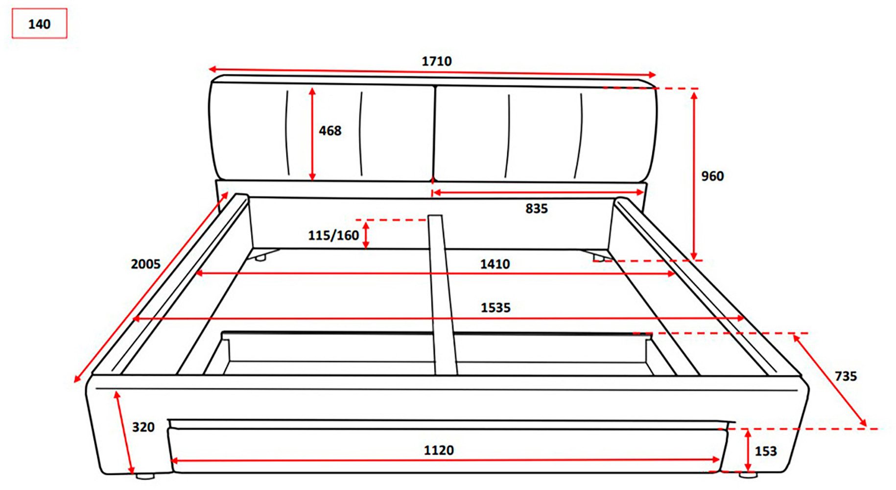 INOSIGN Gestoffeerd bed CiTY/GiRON, bedframe met bedlade, gestoffeerd opbergbed met hondenbed of opberglade, bekleding van corduroy of linnenlook