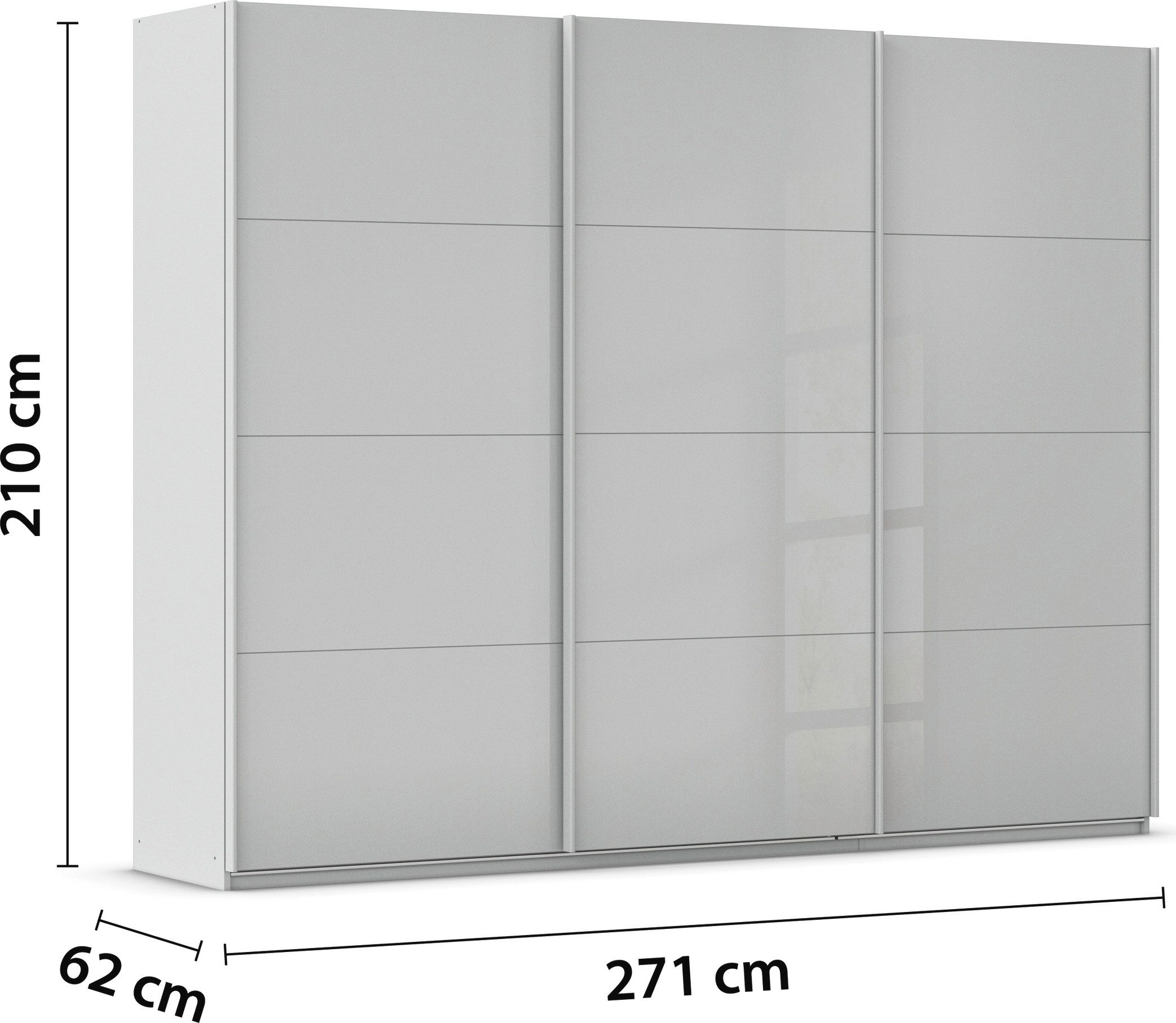 rauch Schuifdeurkast Kledingkast Kast Garderobe AGORDO met Glasfront doordachte binnenuitrusting, in 4 breedtes en 2 hoogtes made in germany