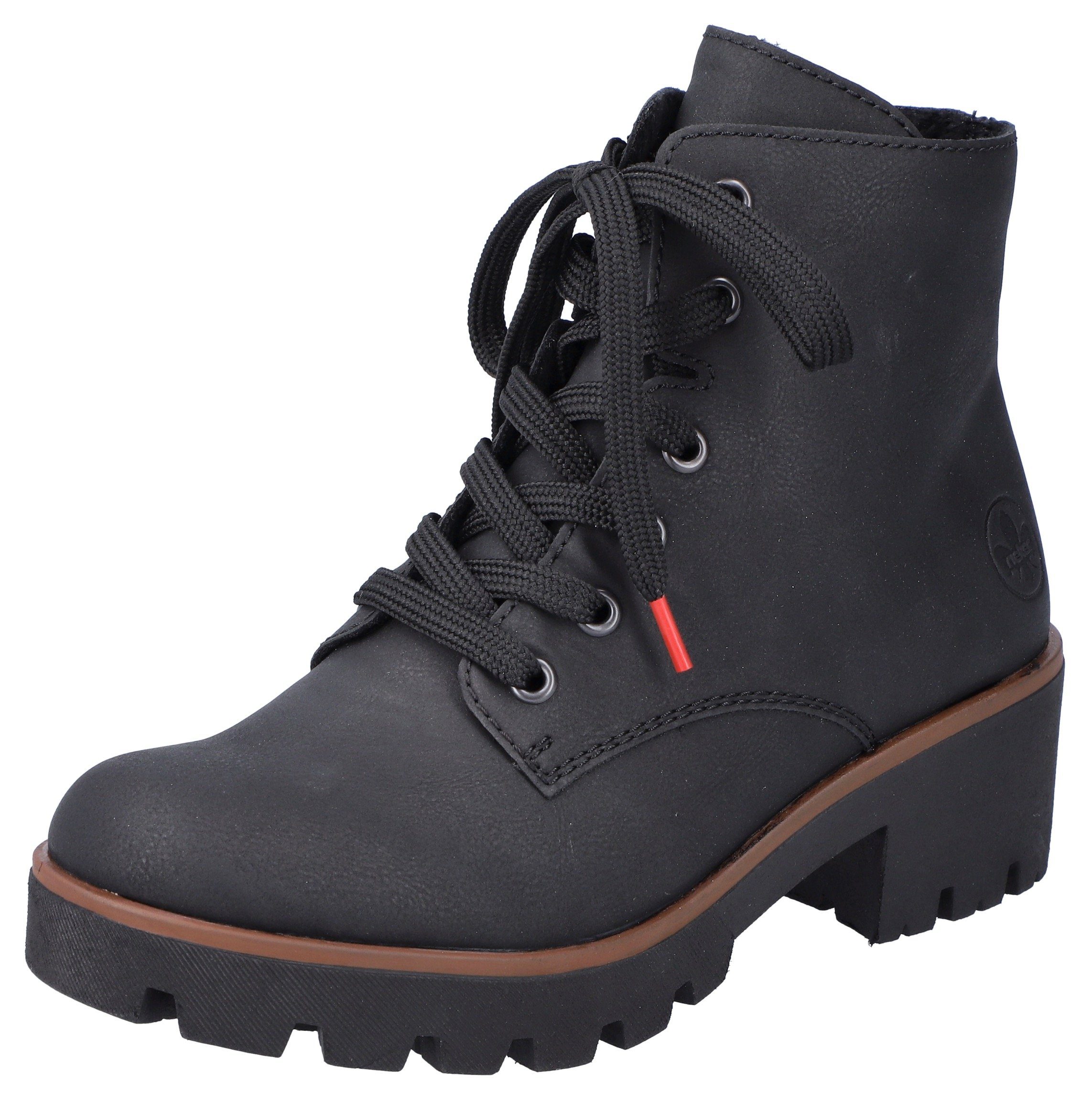 Rieker Veterlaarsjes , veterschoenen, outdoorankle boots met robuuste profielzool dames veterlaarsjes maat 42 zwart