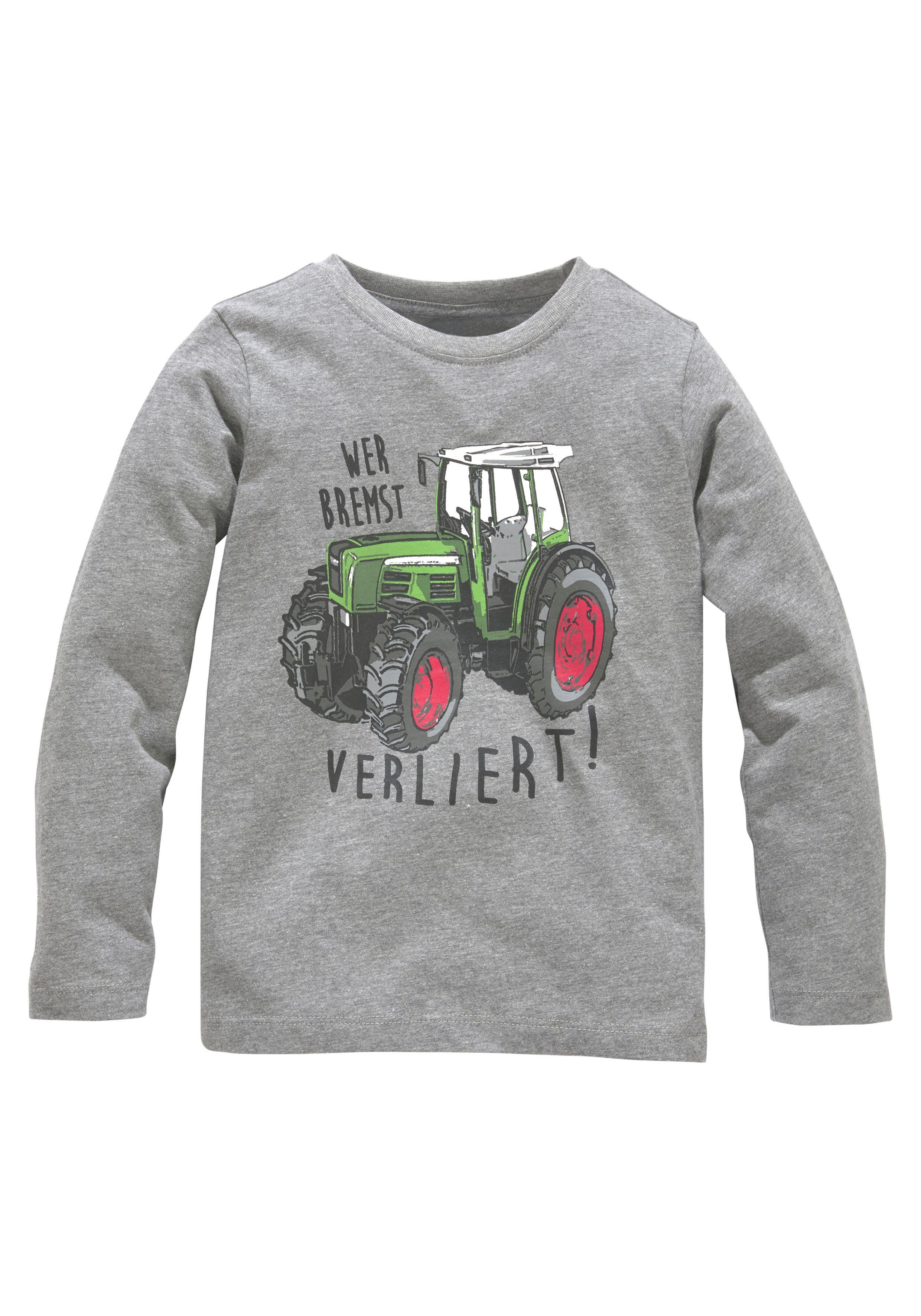 KIDSWORLD Shirt met lange mouwen Wer bremst, verliert! Lange mouwen, rekbaar materiaal, van katoen en viscose