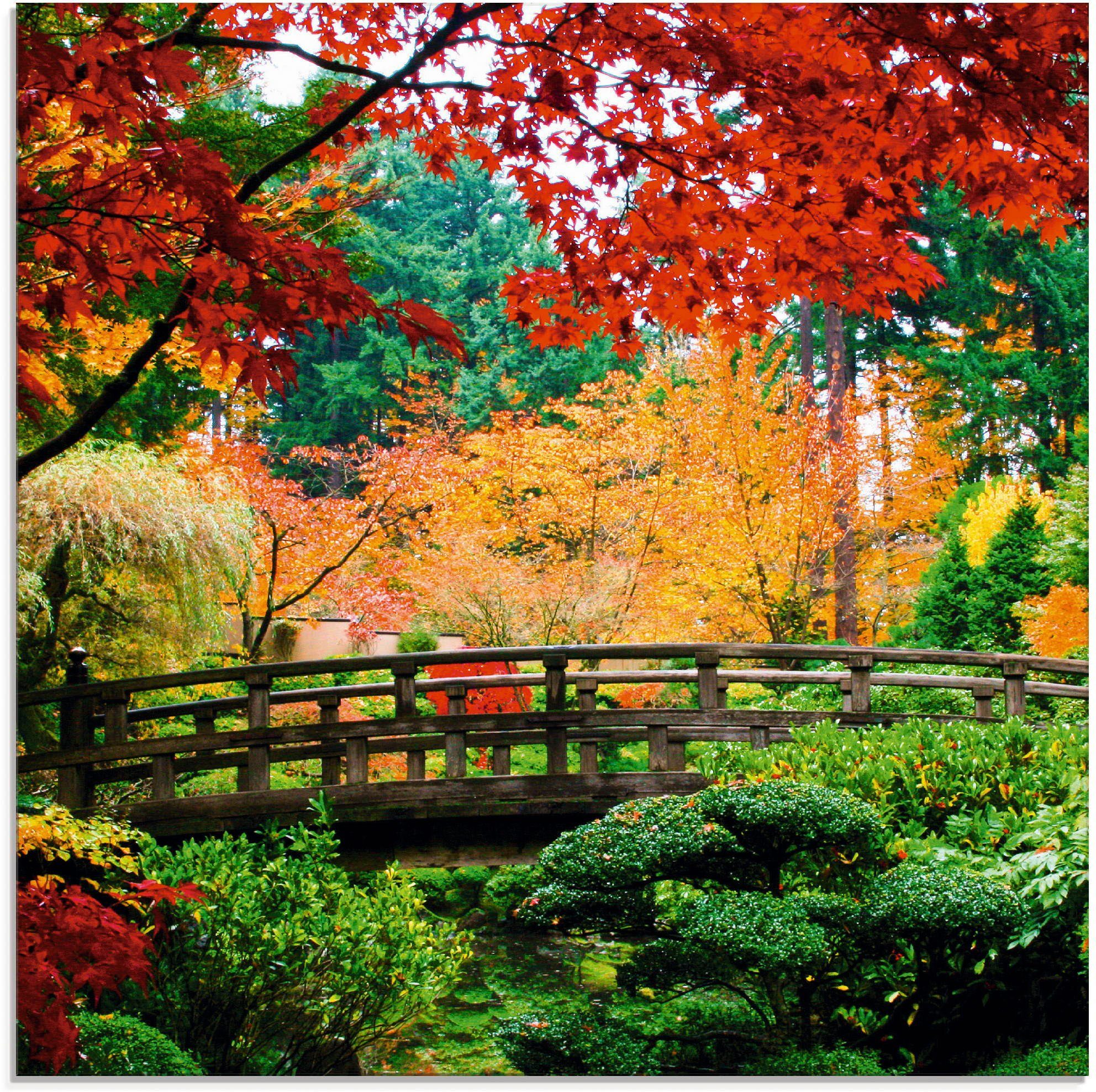 Artland Print op glas Een brug in Japanse tuin (1 stuk)