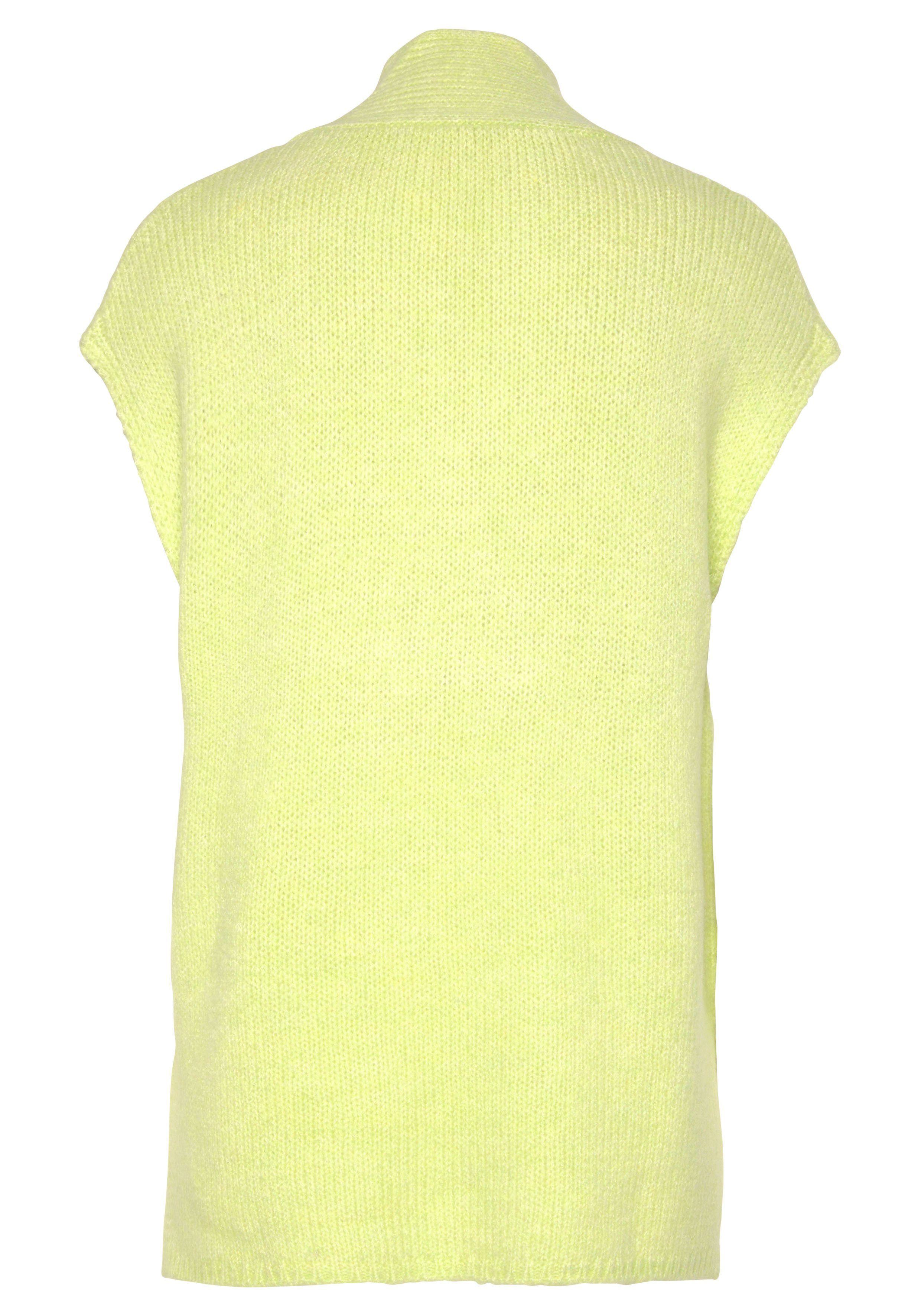 Lascana Trui met korte mouwen met v-hals, oversized pullunder met zijsplitten
