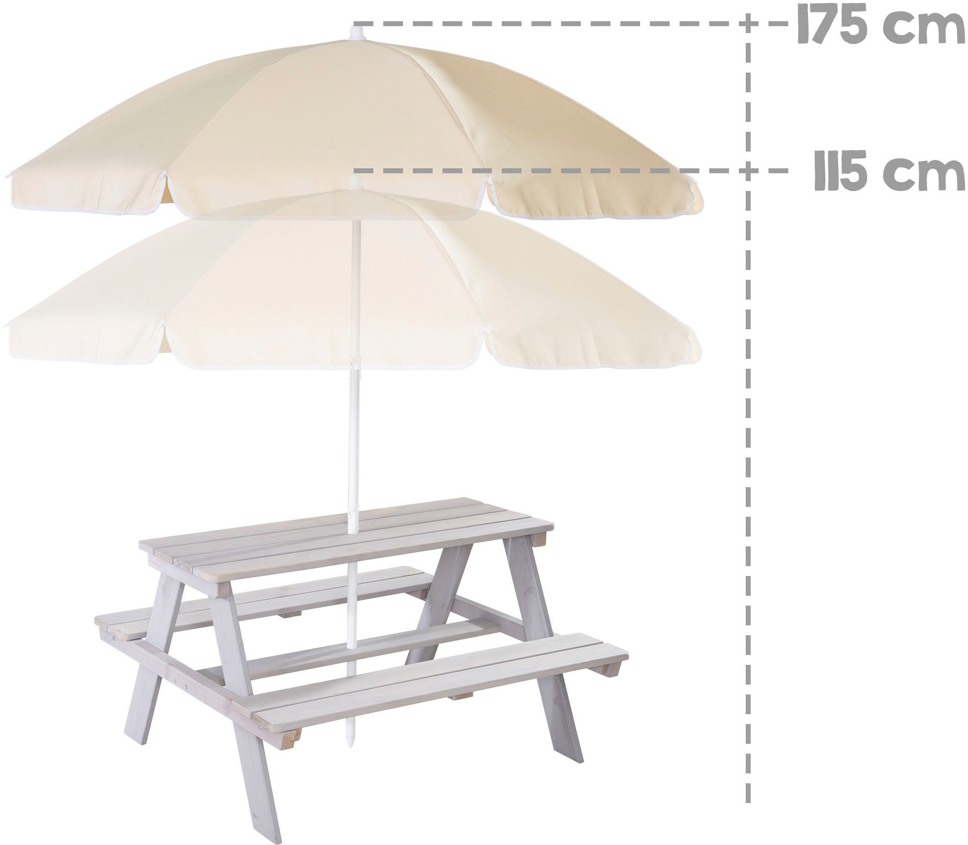 Roba® Kinderzithoek voor in de tuin Picknick voor 4 Buiten + (set, 2-delig)