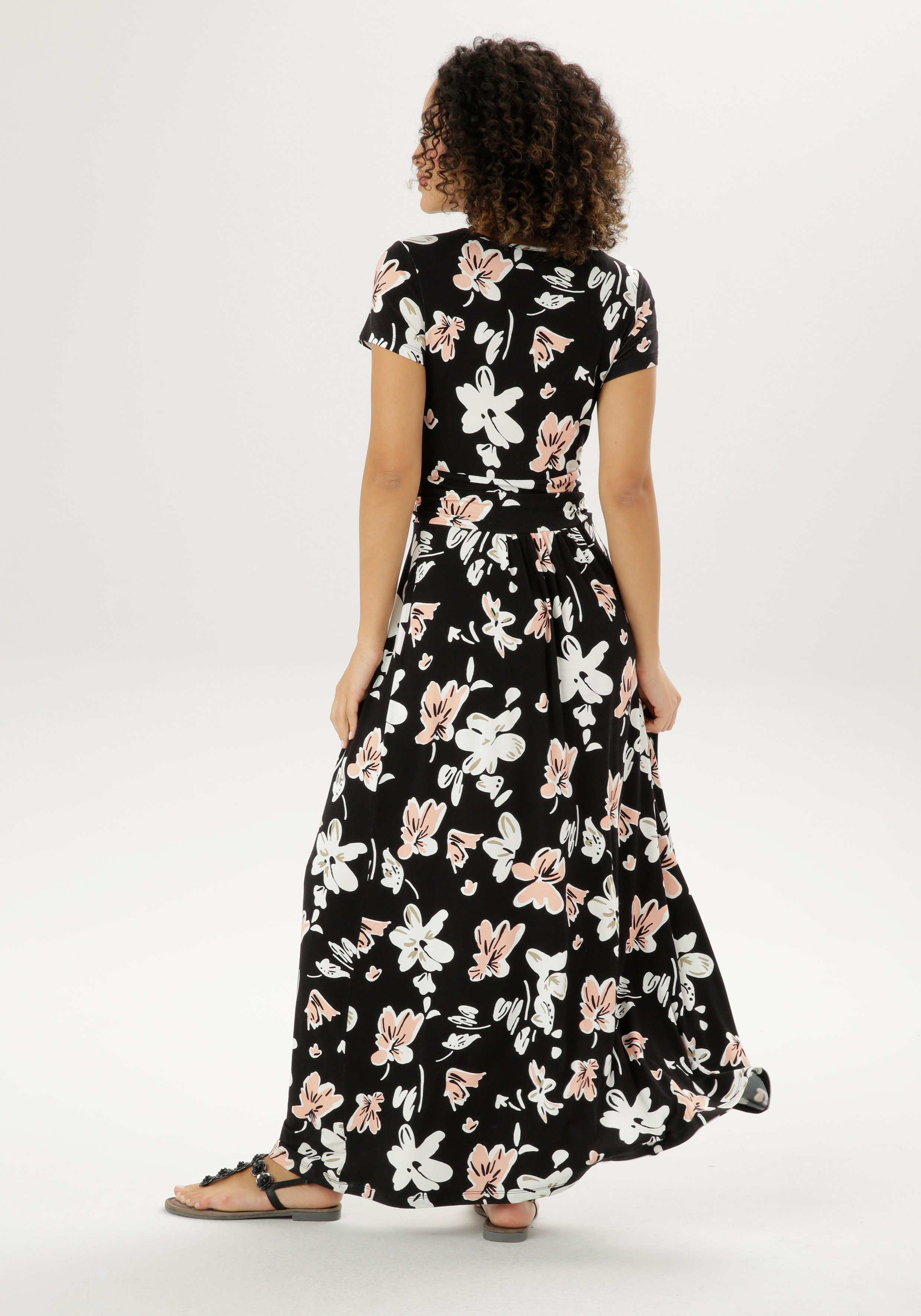 Aniston SELECTED Zomerjurk met gerimpelde tailleband
