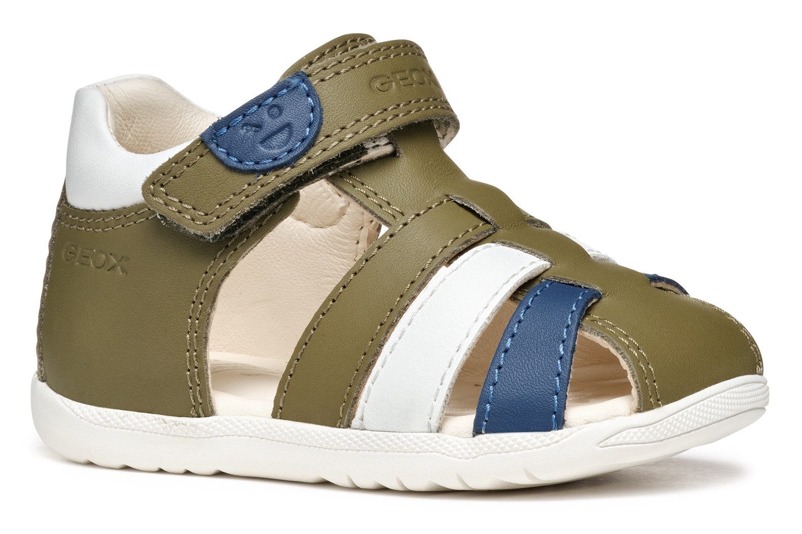 Geox Babyschoentjes B SANDAL MACCHIA BOY , sandaal, babyschoen, klittenbandschoen met kleurrijke riempjes kinderen meisjes maat 26 groen