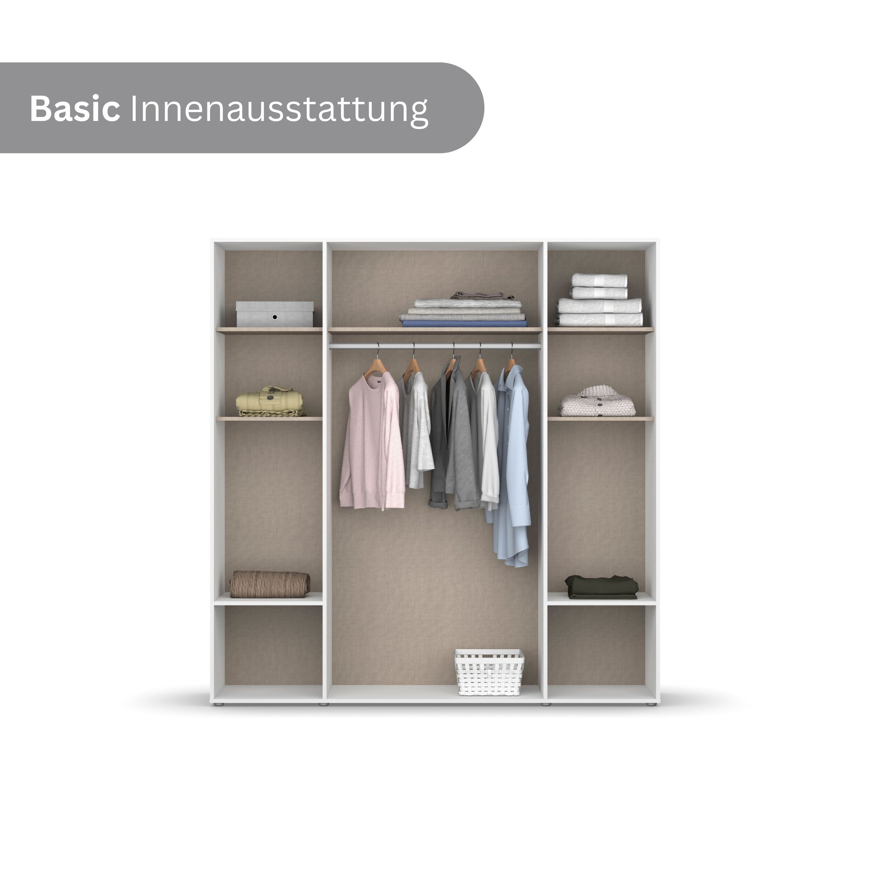 rauch Draaideurkast Kledingkast kast garderobe linnenkast VOYAGER moderne grepen in grijs metallic met buitenlades made in germany