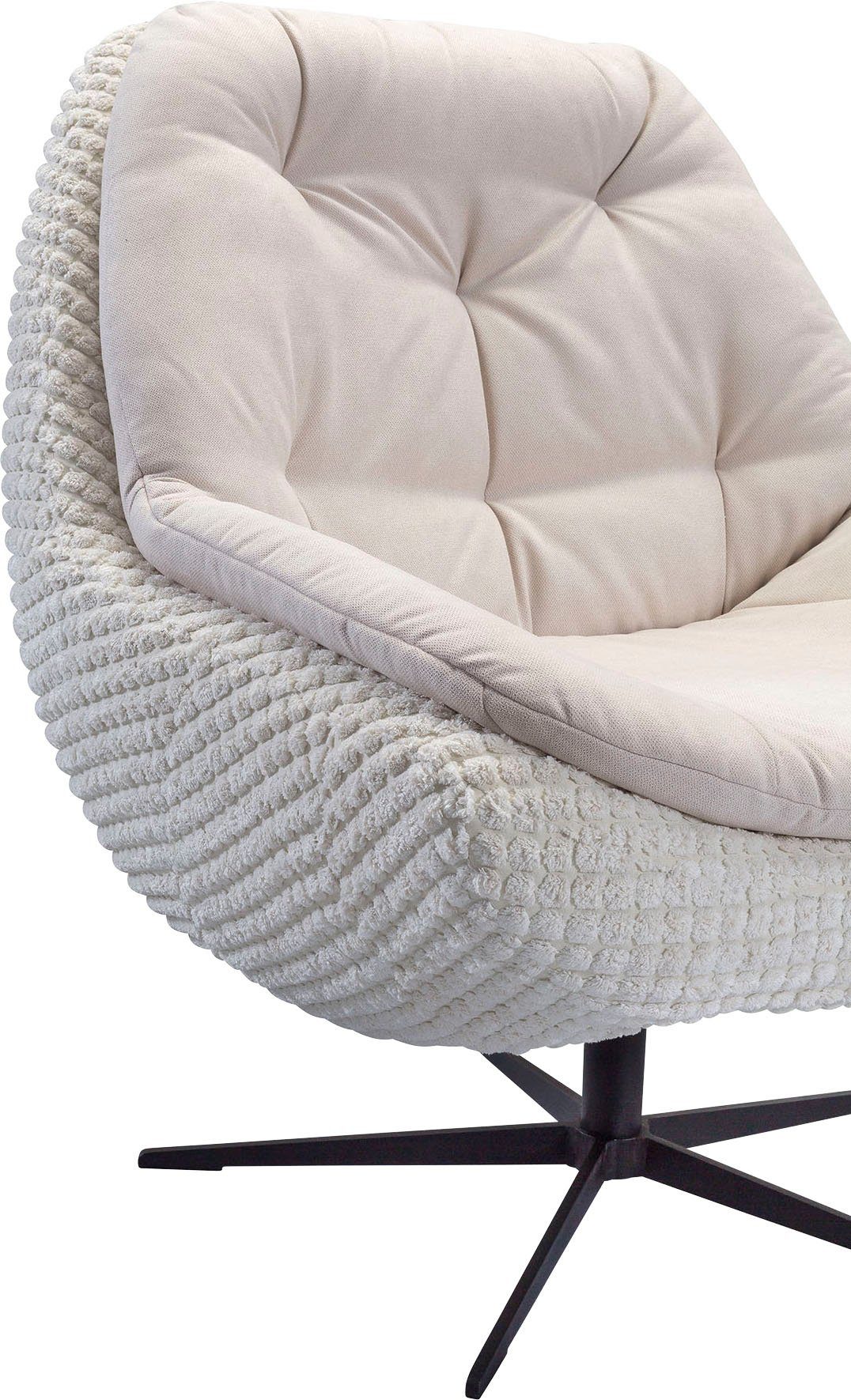exxpo - sofa fashion Draaibare fauteuil Dim, loungestoel in materiaalmix, design en comfort, solitair meubel Comfortabel gestoffeerde draaifauteuil met elegante metalen stervormige voet