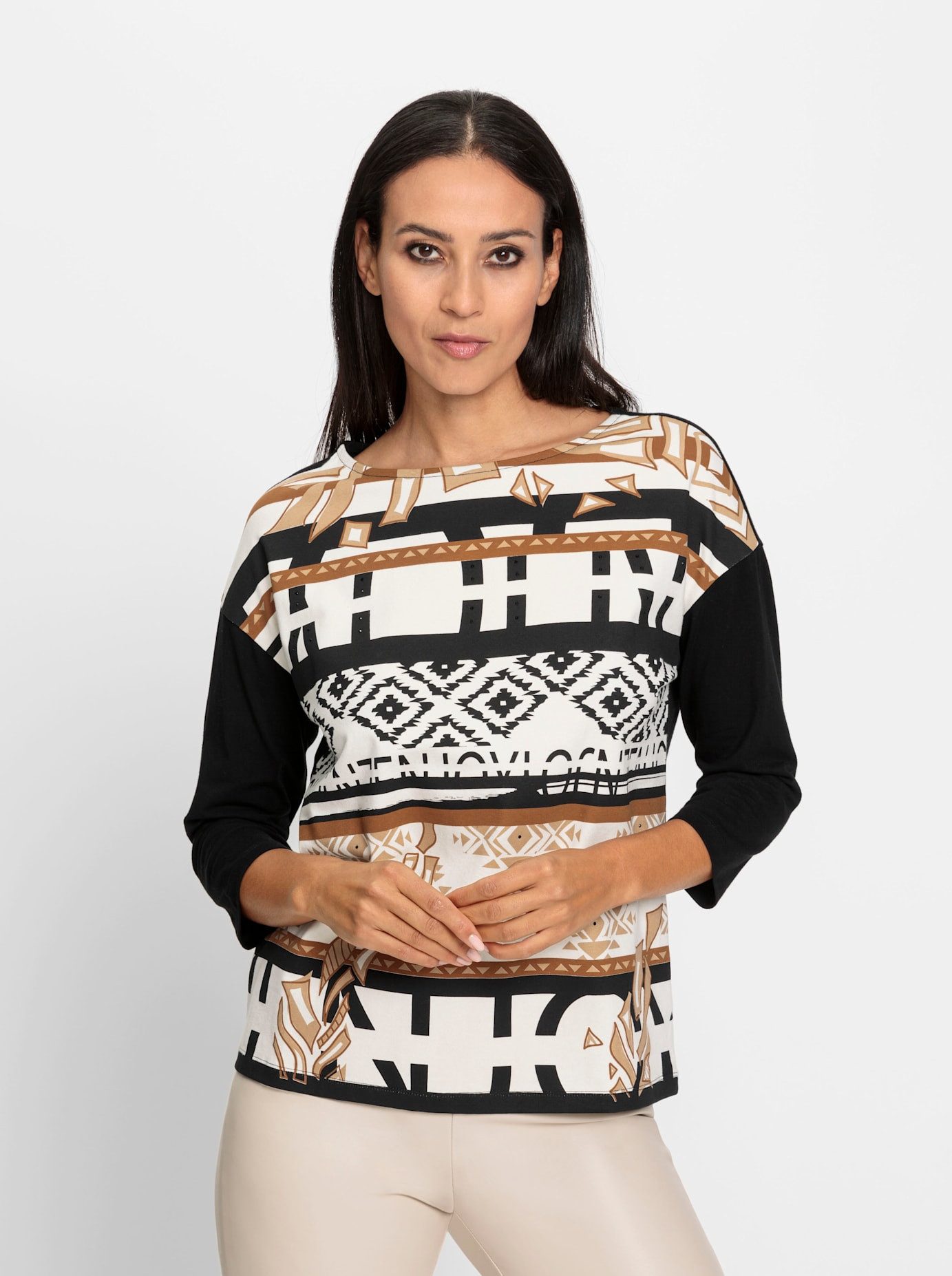 heine Shirt met ronde hals Gedessineerd shirt (1-delig)