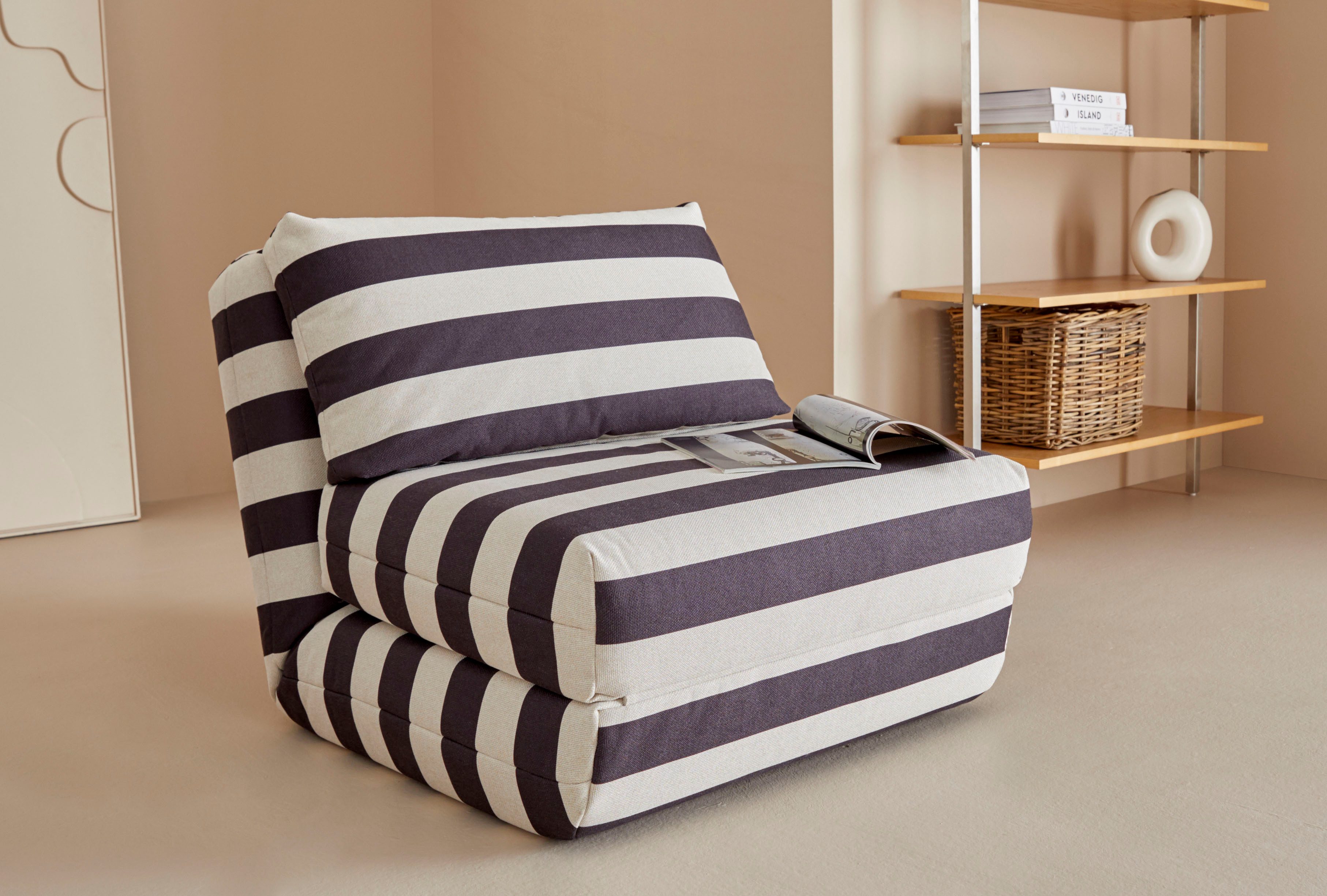 LeGer Home by Lena Gercke Fauteuil Amara Slaapstoel uitklapbaar, bedstoel, met rastering