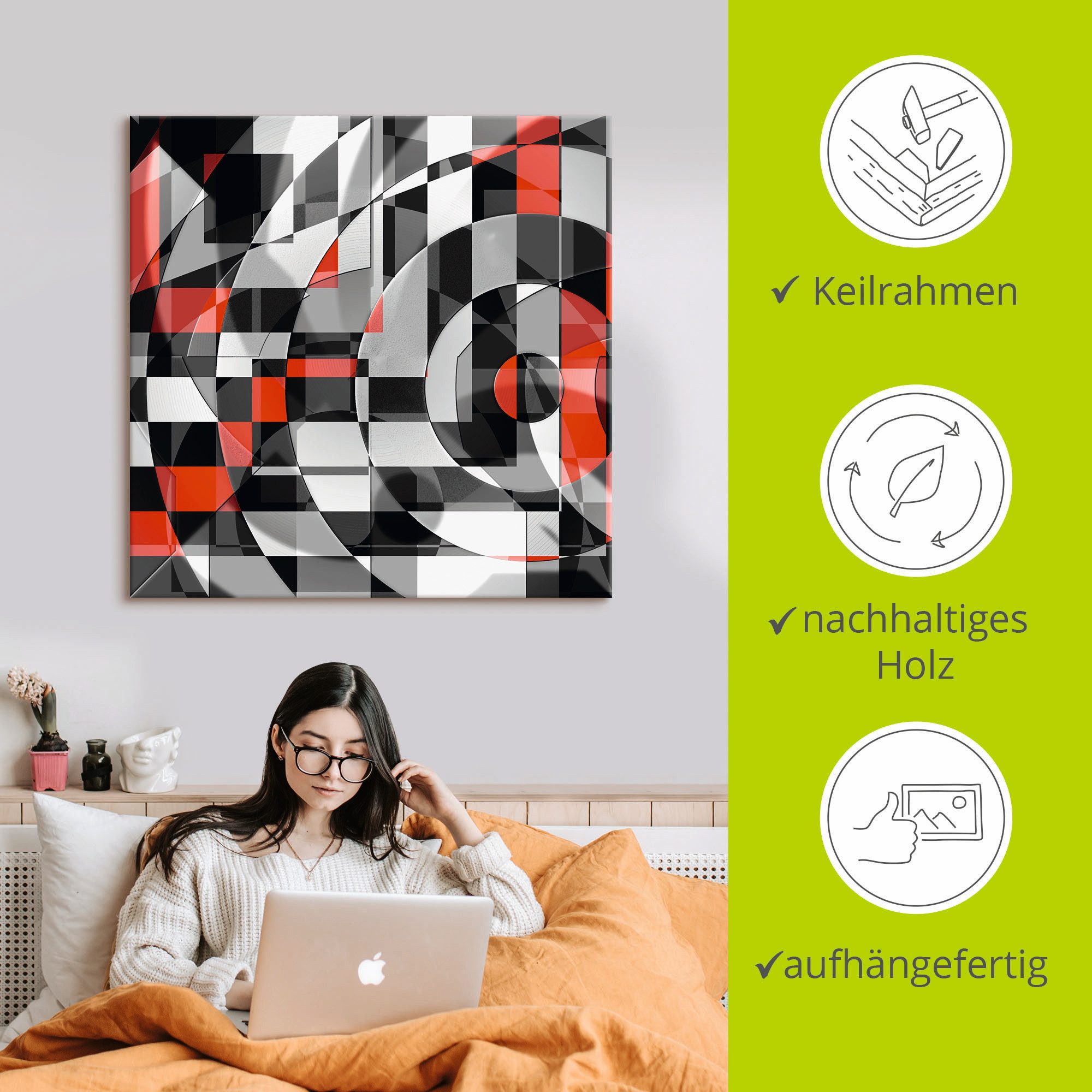 Artland Artprint Zwart-wit raakt rood versie 1 als artprint van aluminium, artprint voor buiten, artprint op linnen in verschillende maten