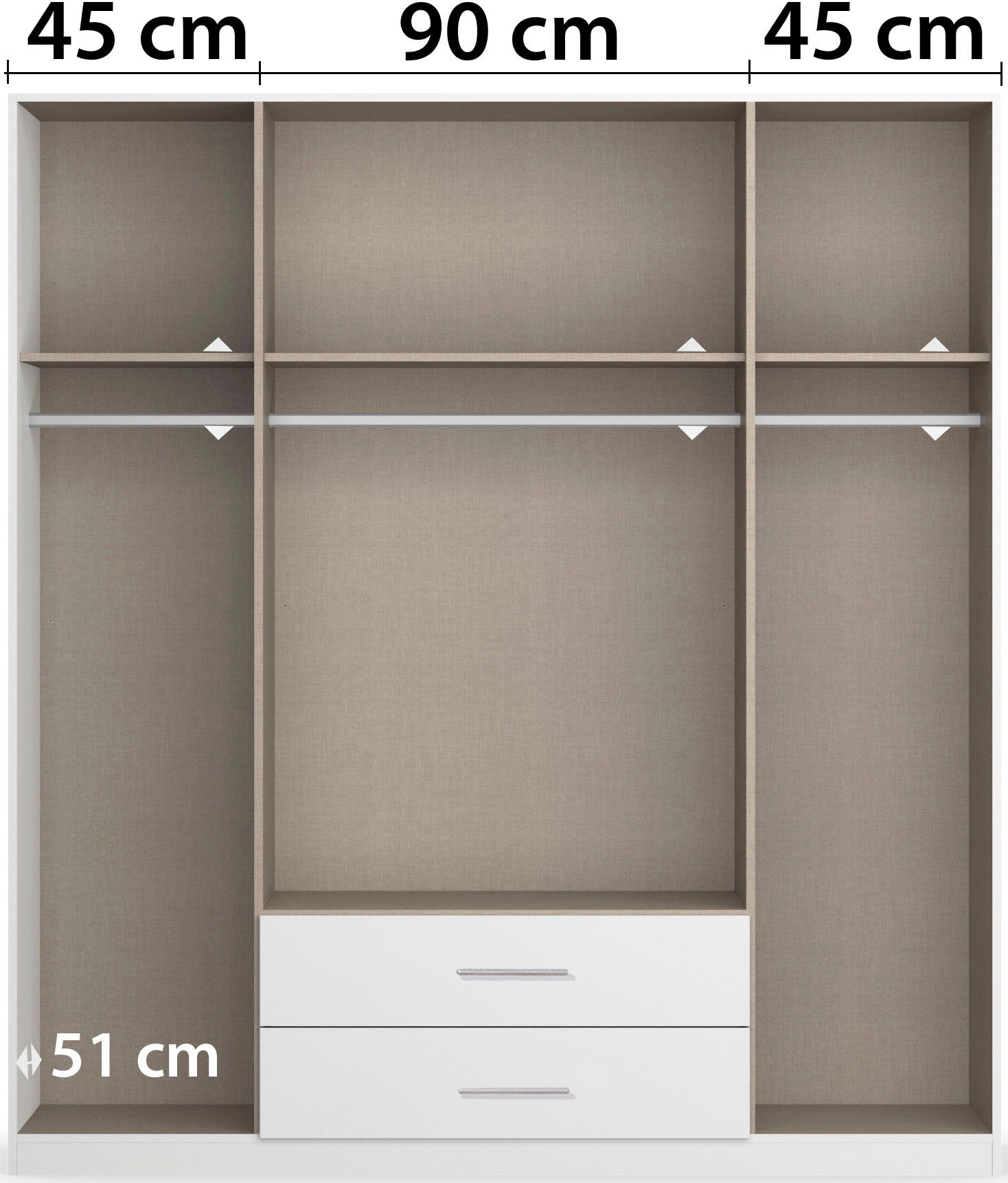 rauch Draaideurkast Micro met elegante panelen en praktische externe laden