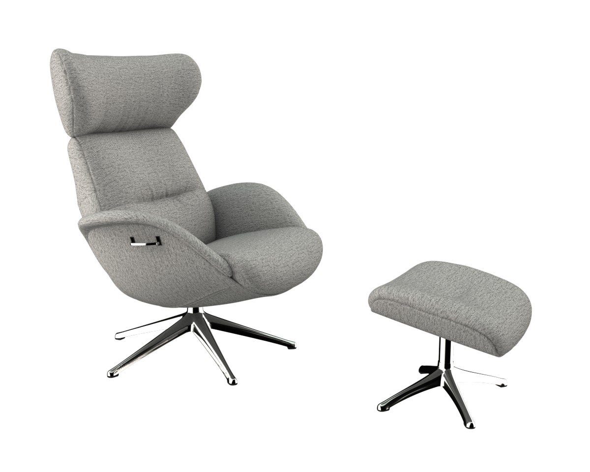 FLEXLUX Relaxfauteuil More, functionele stoel, gestoffeerde stoel, armleunstoel, TV-fauteuil Premium comfort, rug- en hoofdeindeverstelling, draaibaar, voet van aluminium