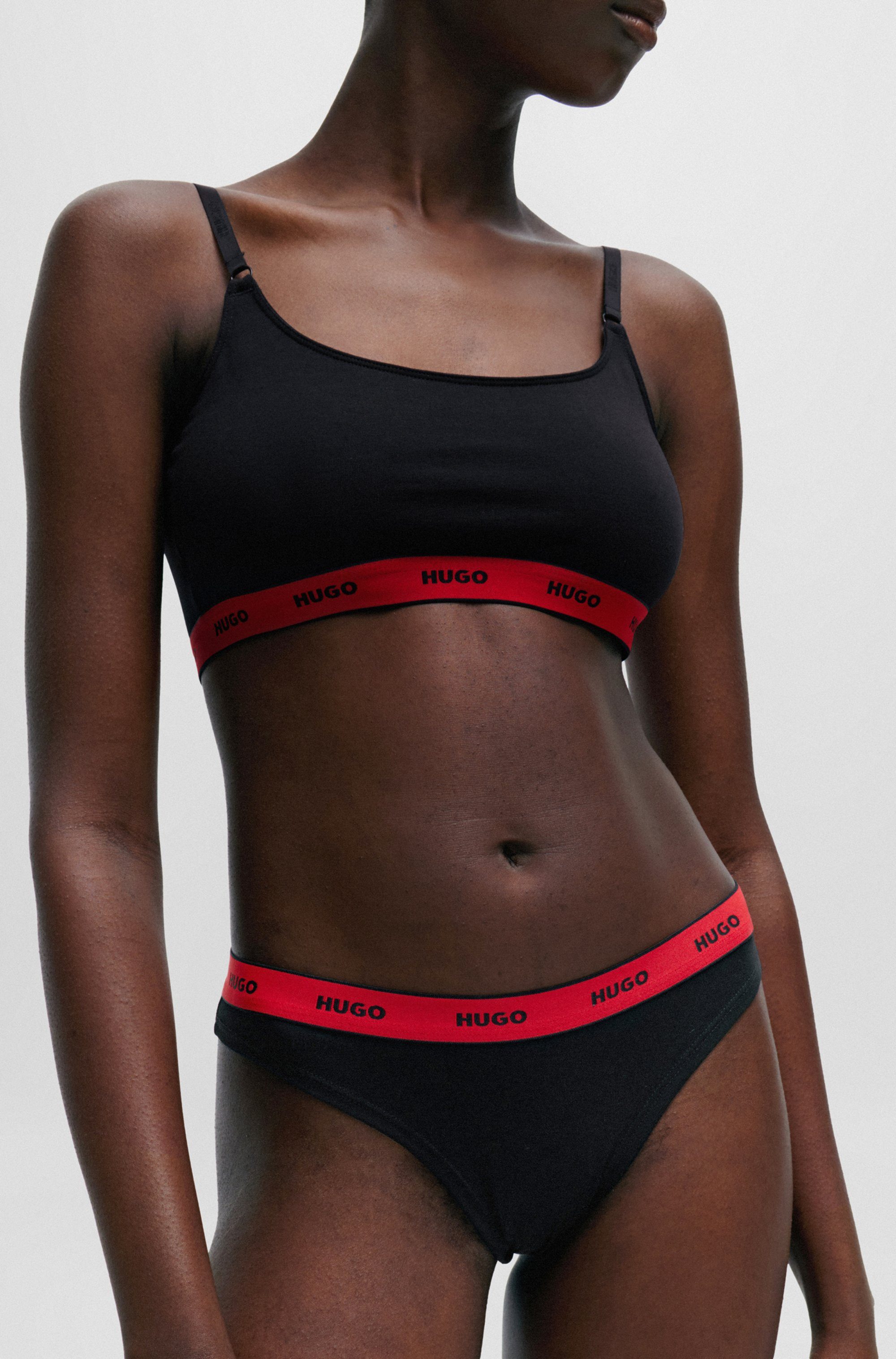 HUGO underwear T-string TRIPLET THONG STRIPE met logo-opschrift op de band (set, 3 stuks, 3)
