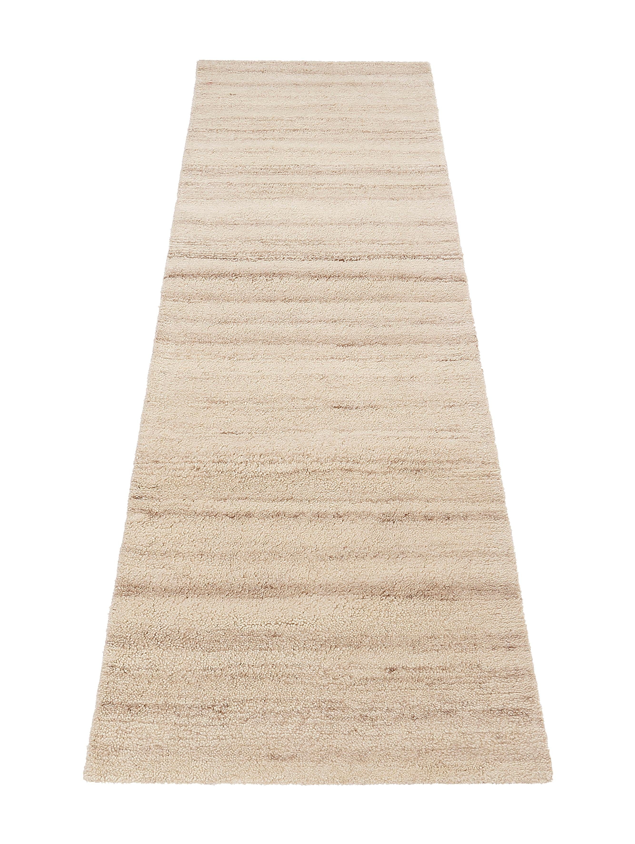 THEKO Loper Janne, Berber tapijt, 100% wol, gemeleerd, handgemaakt handgetuft, woonkamer, slaapkamer, gang, vloerkleed-loper, brug lopers maat 70 cm