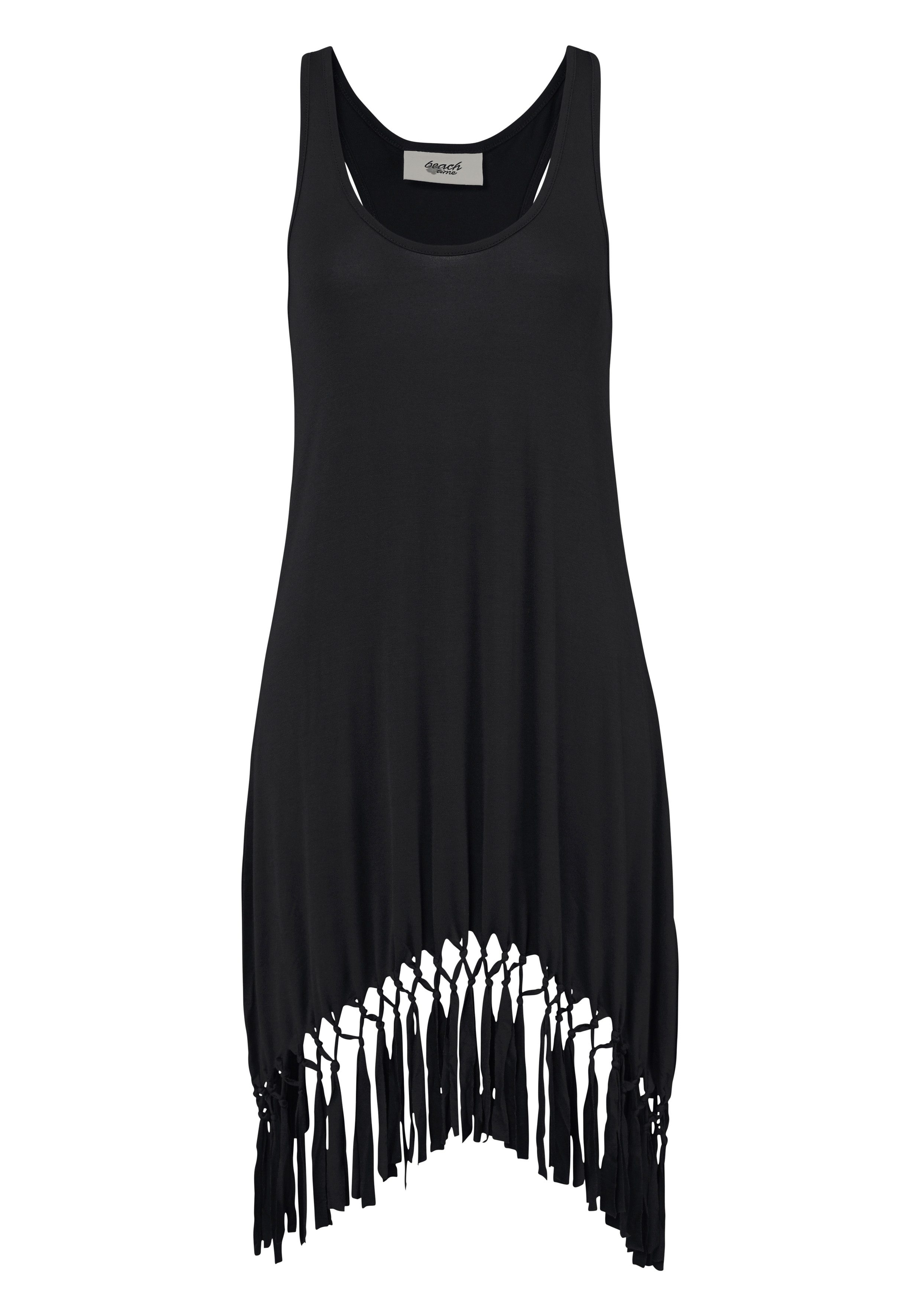 Beachtime Lang shirt met franjes, blousejurk, strandjurk
