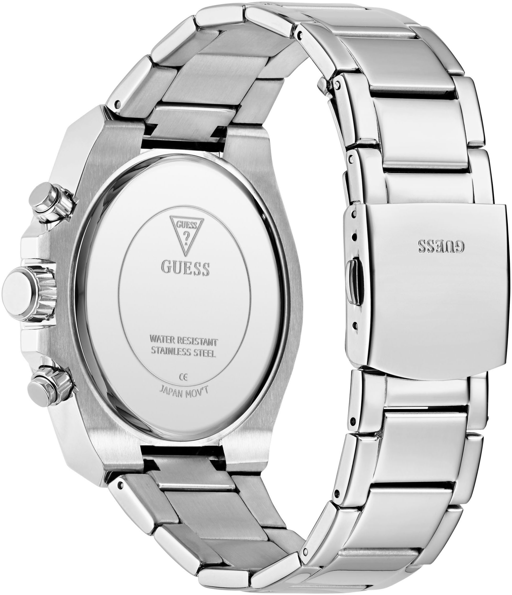 Guess Multifunctioneel horloge FURY Quartz horloge, polshorloge, herenhorloge, datum, weekdag, roestvrijstalen band
