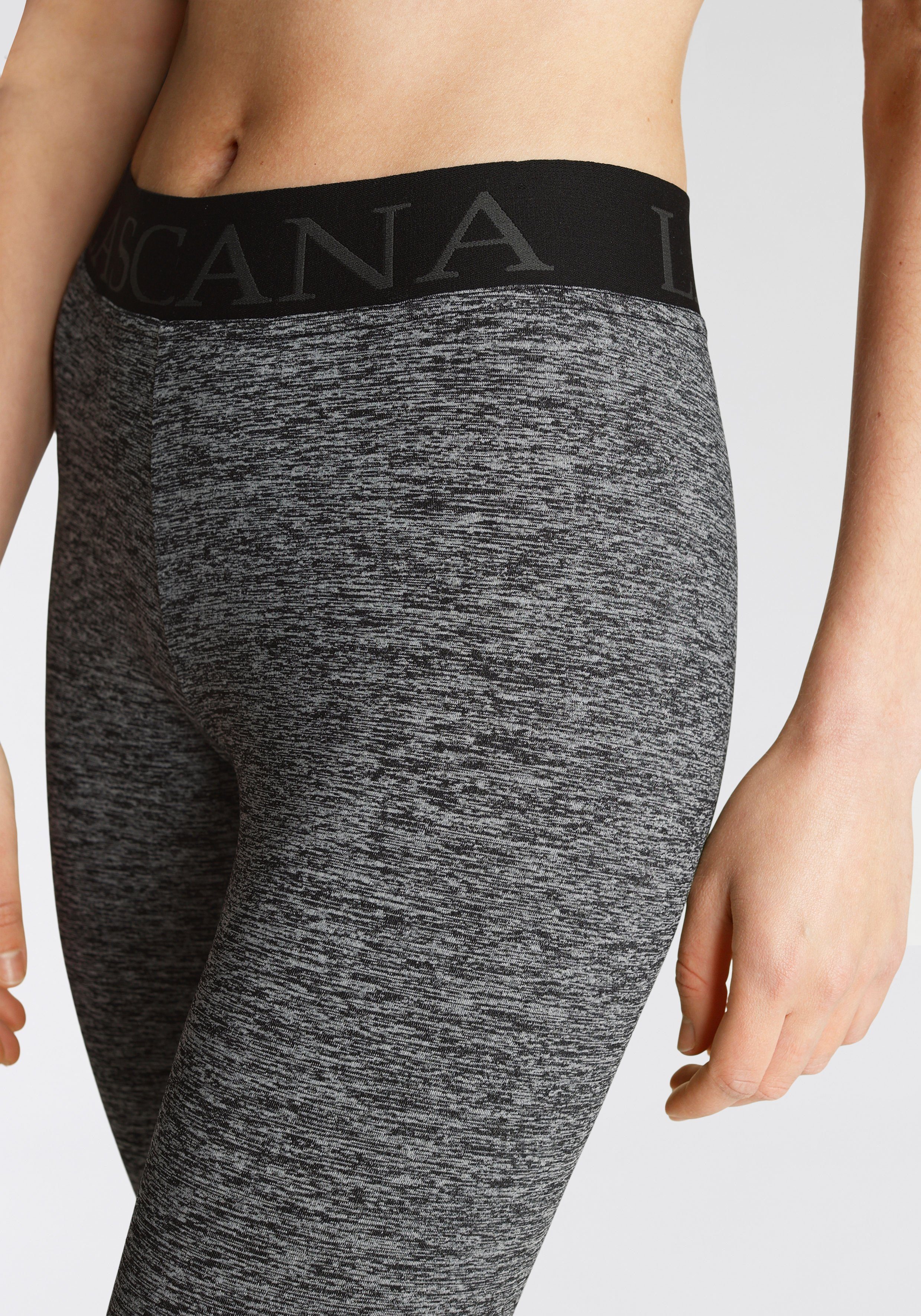 active by Lascana Legging gemeleerd, met elastische tailleband en daarin geweven tekst