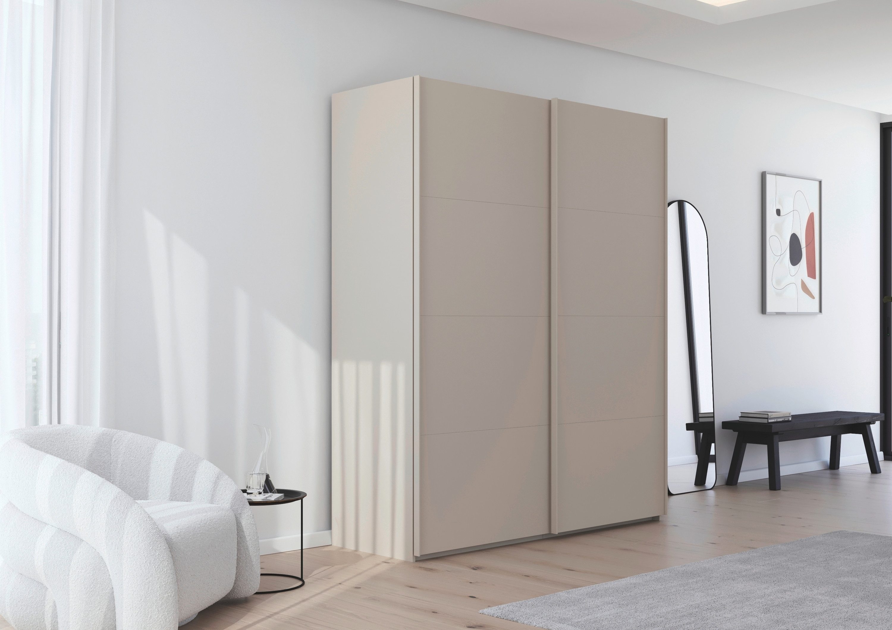 rauch Schuifdeurkast Kledingkast Kast Garderobe Slaapkamerkast SCALE-FYRA edel vierdelige deuren veel kleuren en handgreep-kleuren made in germany