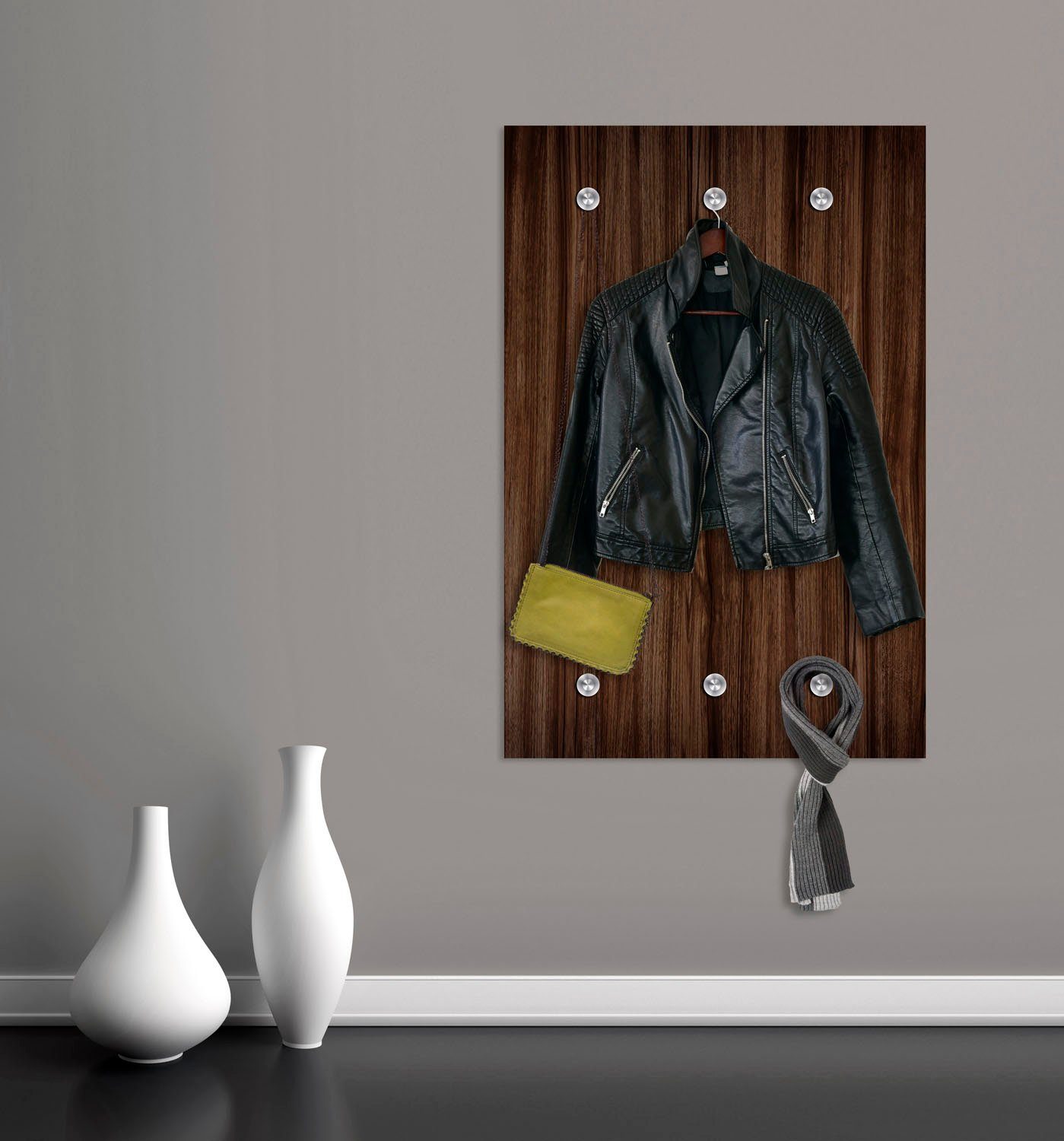 queence Kapstok Hout-look met 6 haken, 80 x 120 cm