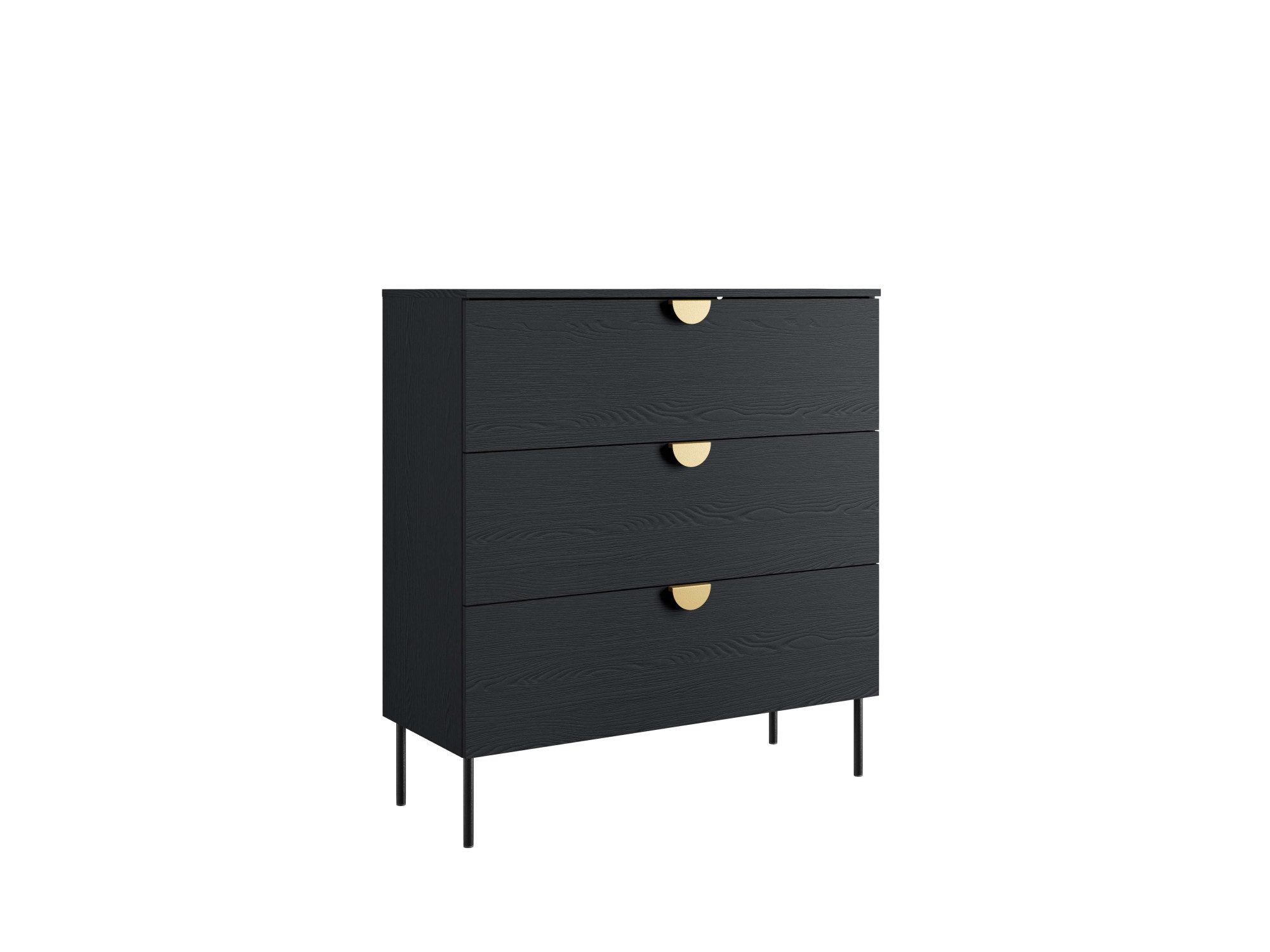 Leonique Kast Commode Bellot met 3 lades en goudkleurige metalen handgrepen