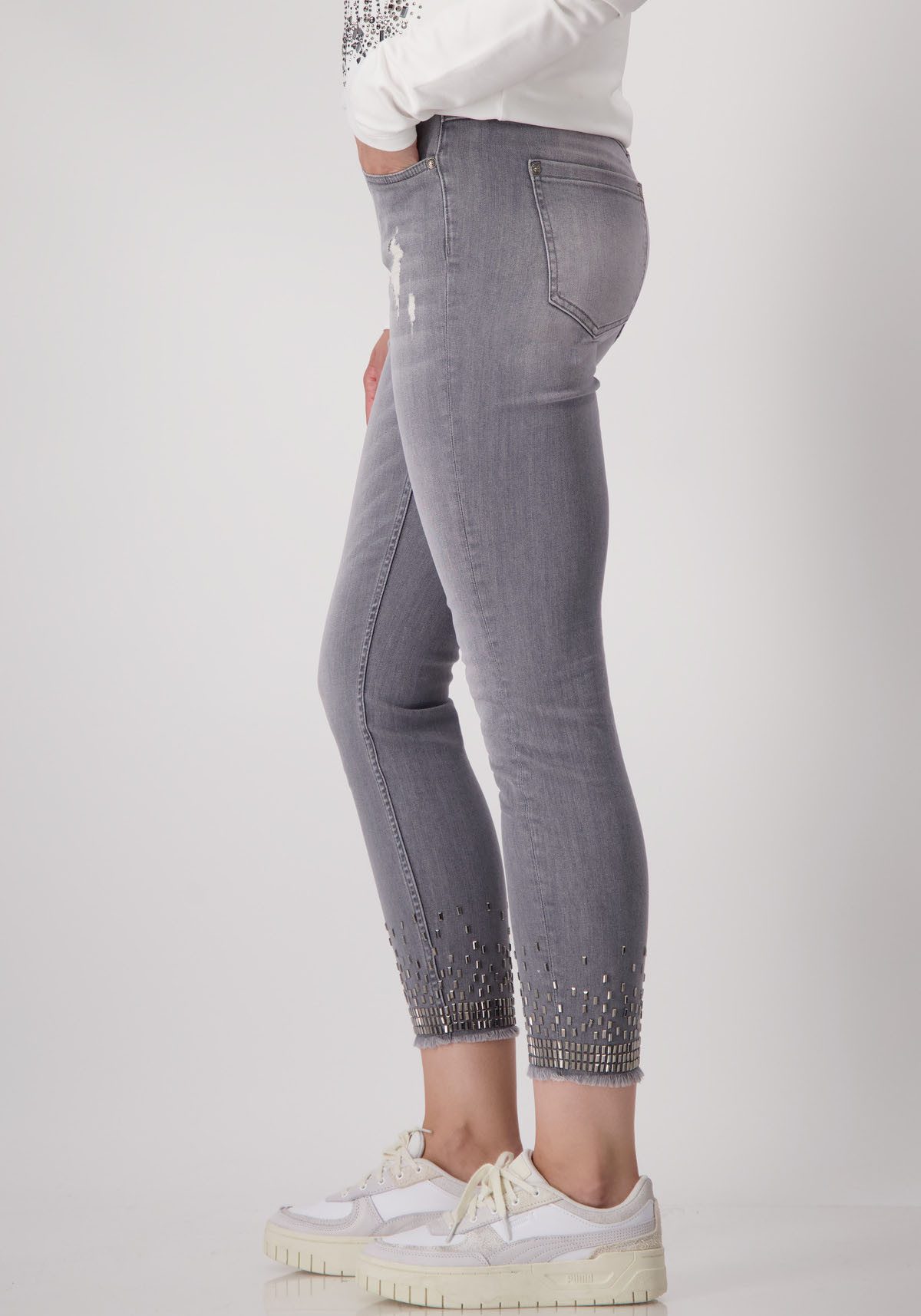 Monari Skinny Jeansbroek sieraad met glinstersteentjes