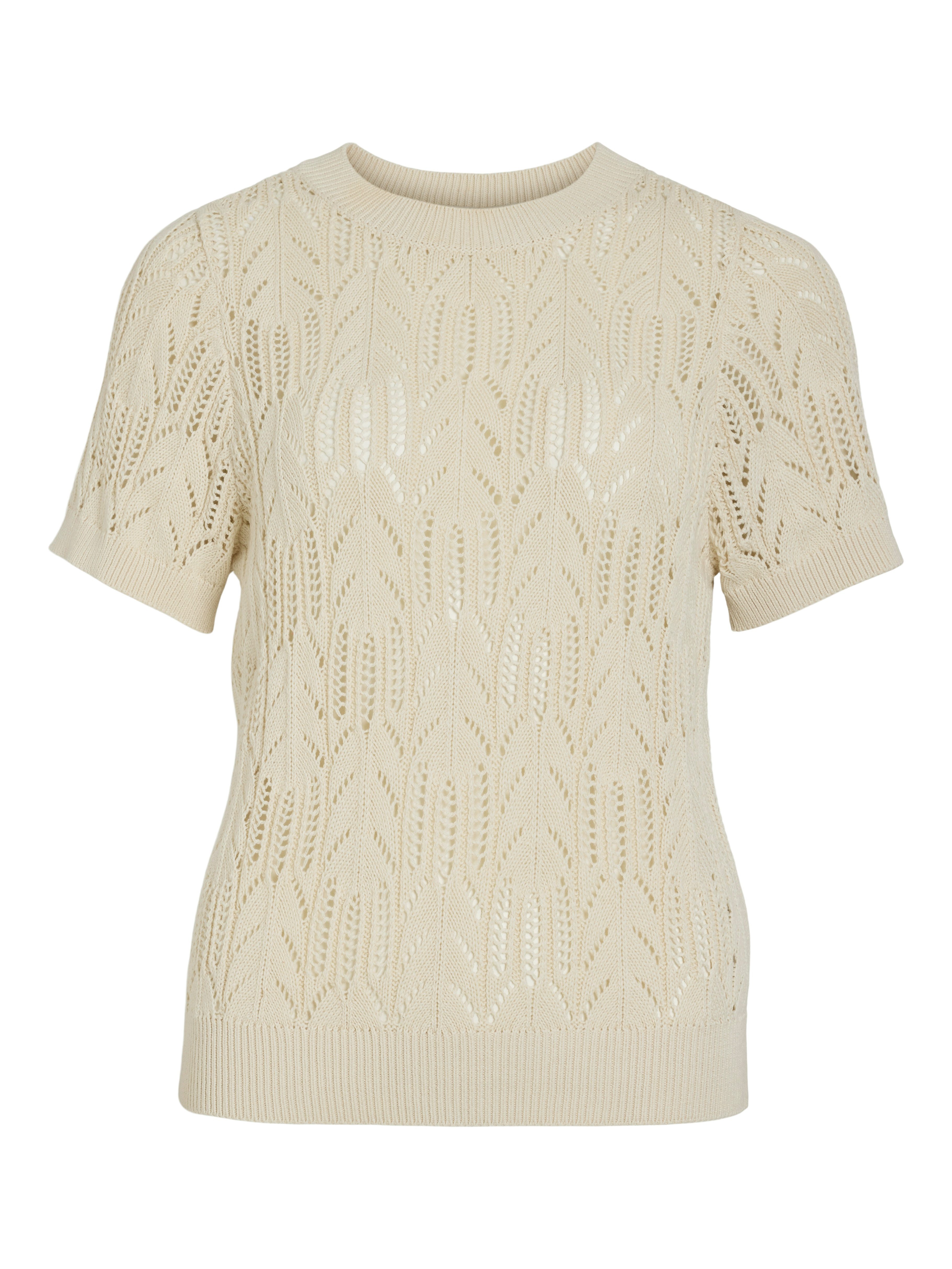 Vila Trui met korte mouwen VICOTTI S/S O-NECK KNIT TOP - NOOS