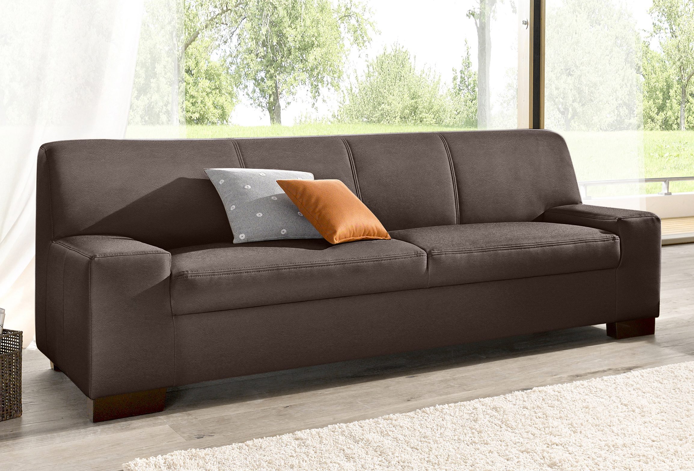 DOMO collection 2-zitsbank Norma, tijdloos, kubisch en elegant, comfortabel, platte armleuningen