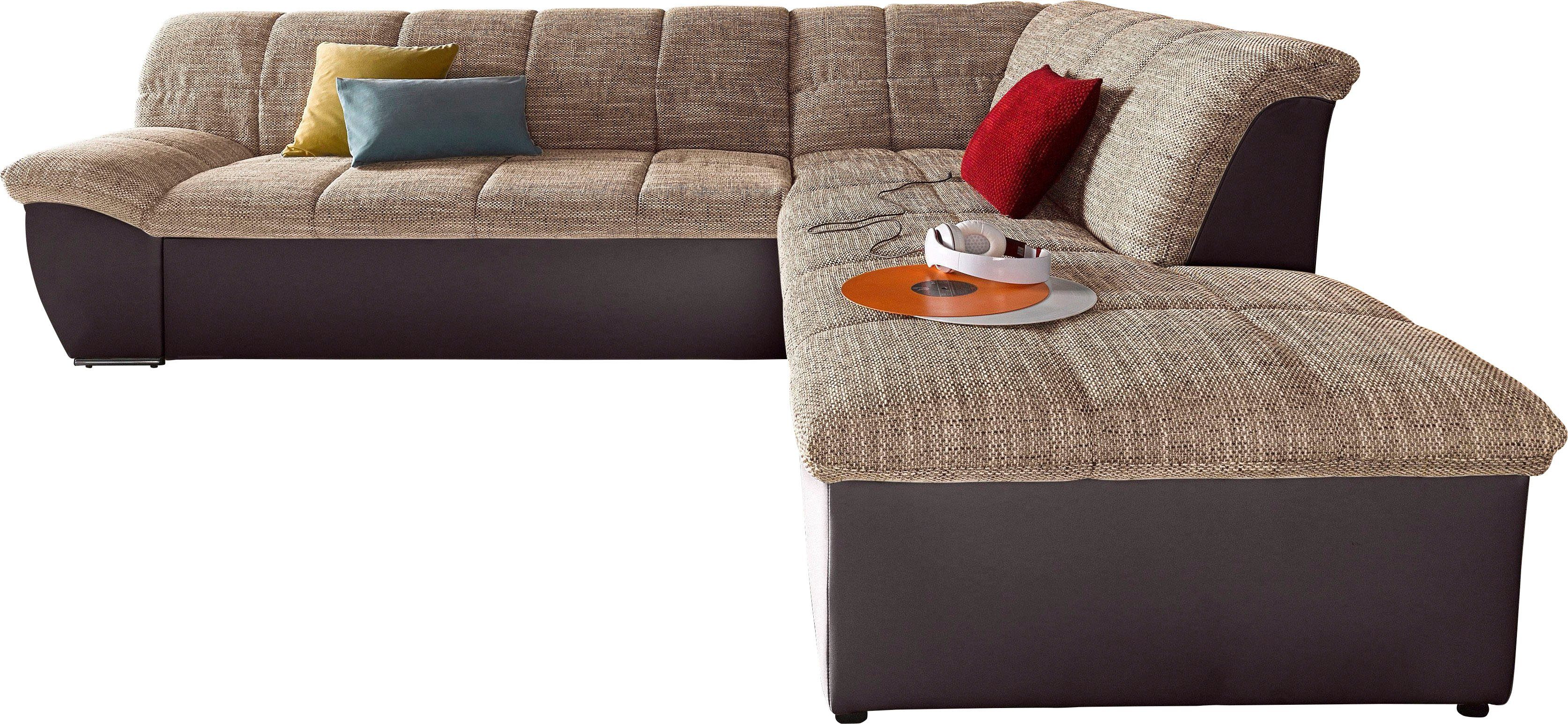 DOMO collection Hoekbank Splash, actuele zit- en rugsteppingen, materiaalmix, L-vorm