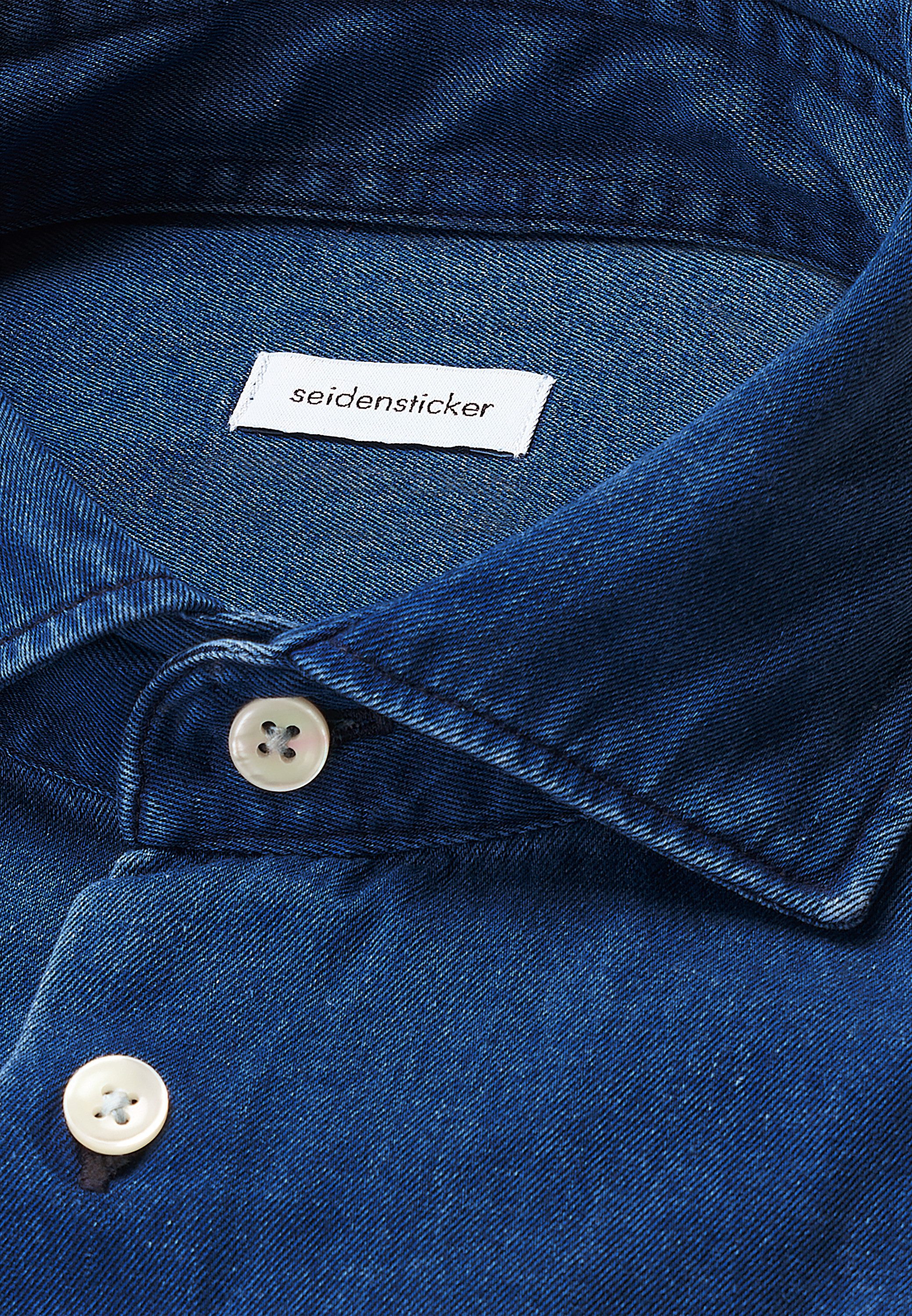 seidensticker Jeans overhemd Zwarte roos Regular 1/1 Kent kraag denim