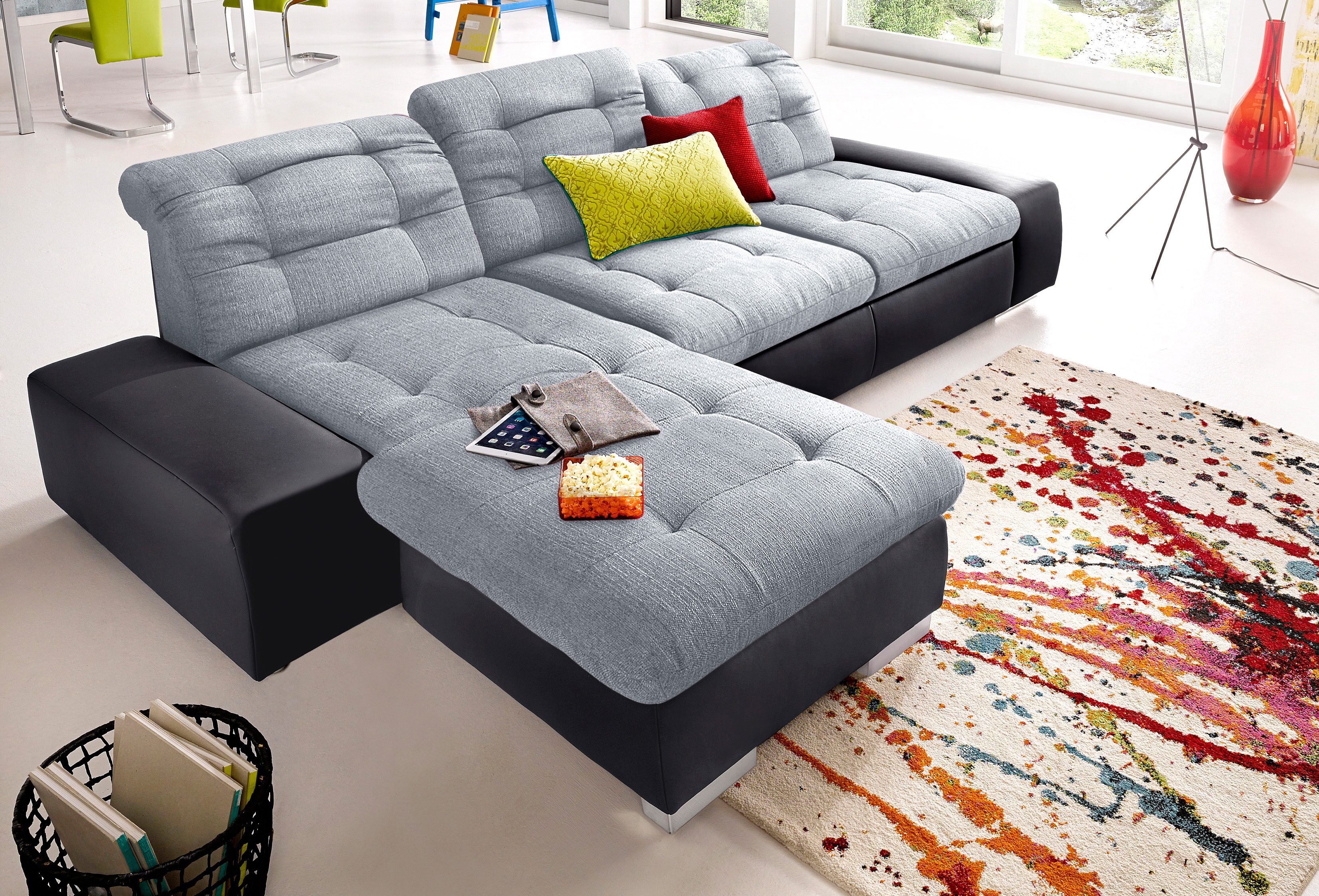 sit&more Hoekbank Palomino L-vorm naar keuze xl of xxl en met slaapfunctie zwart, hoekbanken, Récamier links, XL zonder slaapfunctie