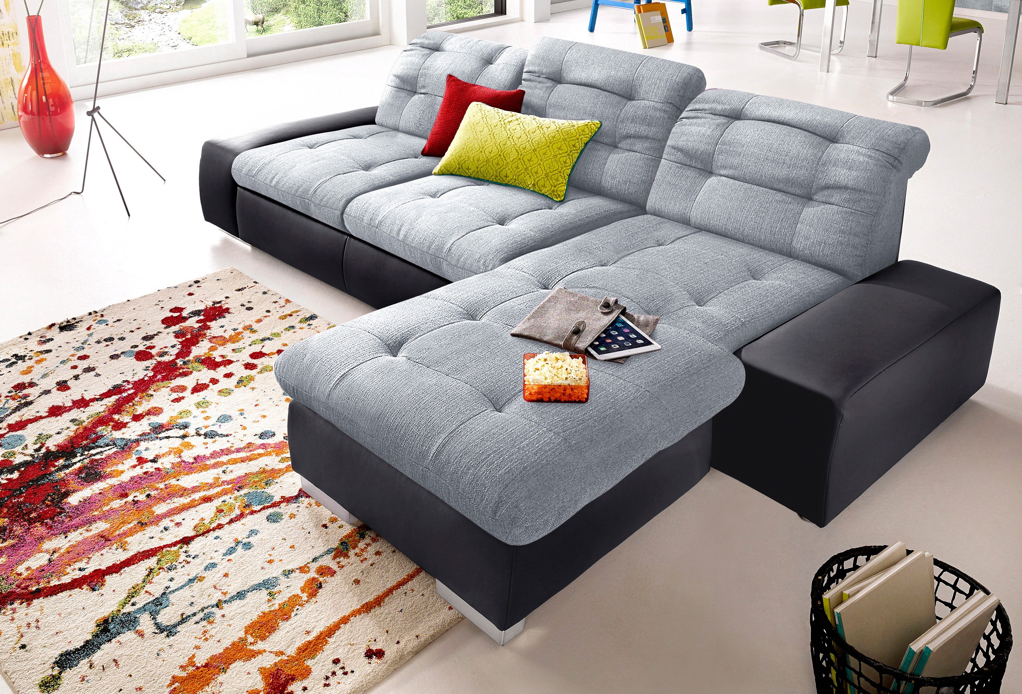sit&more Hoekbank Palomino L-vorm naar keuze xl of xxl en met slaapfunctie zwart, hoekbanken, Récamier rechts, XL met slaapfunctie