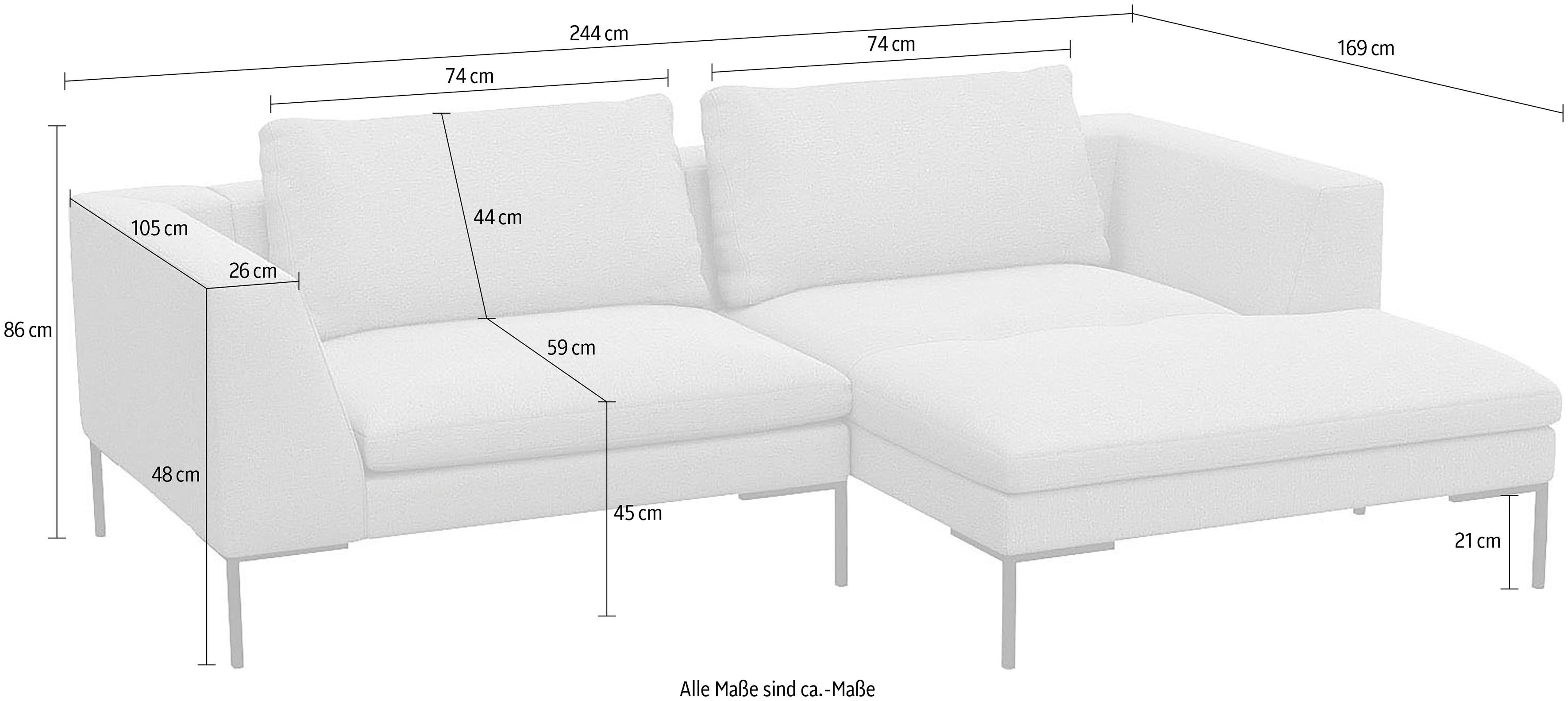 FLEXLUX Hoekbank Loano, super comfortabel zitcomfort door koudschuim in de zitting, L-vorm