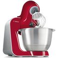 bosch keukenmachine mum5 styline mum56740 3,9 l edelstalen schaal, automatische snoeropwikkeling, incl. vele accessoires rood