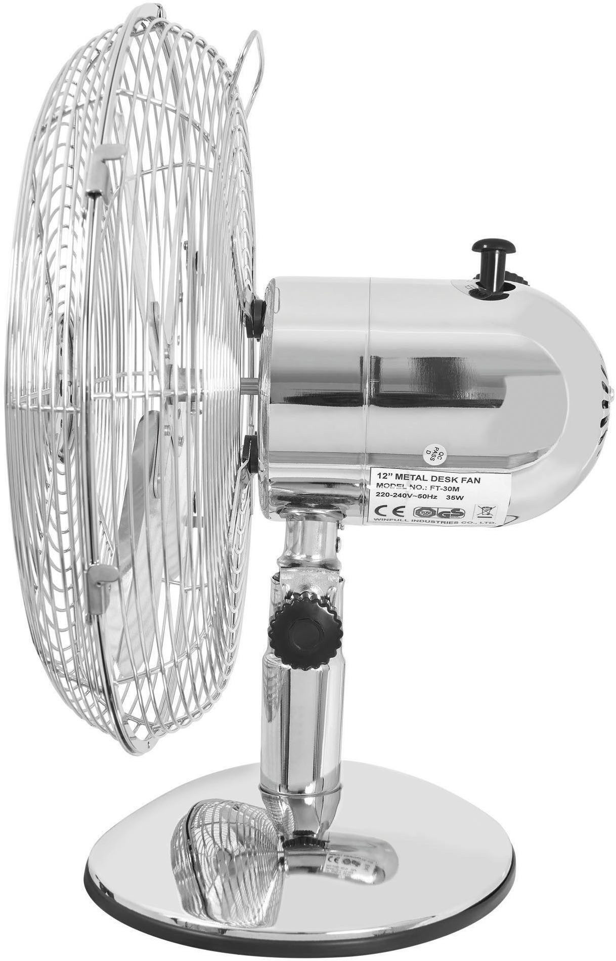 KLARBACH Tafelventilator VT 36001 ch Ø 25 cm, volmetaal, 30 W vermogen, verstelbare hoek