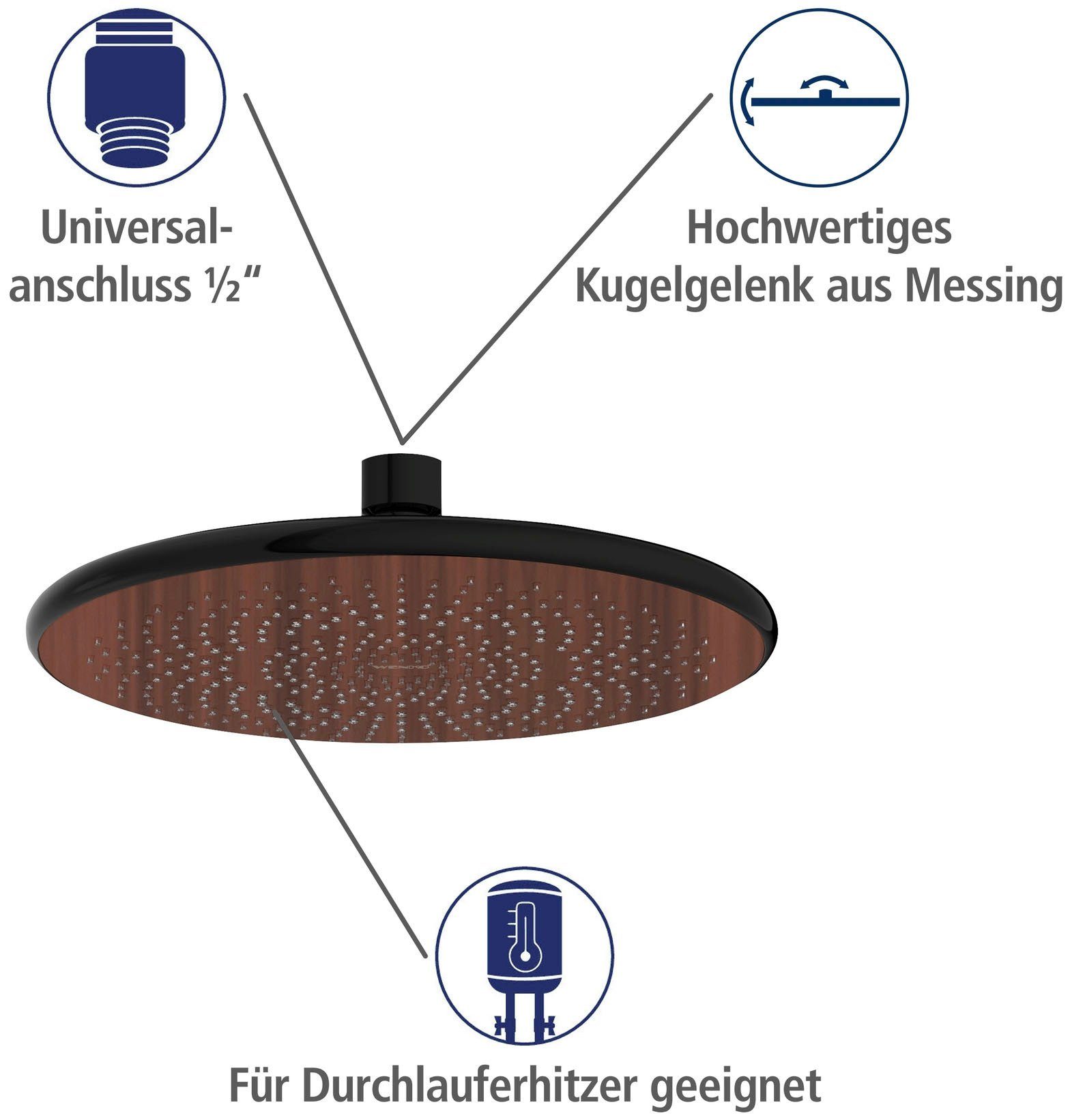 WENKO Regendouchekop Watersaving Hout, Ø 22,5 cm (1-delig)