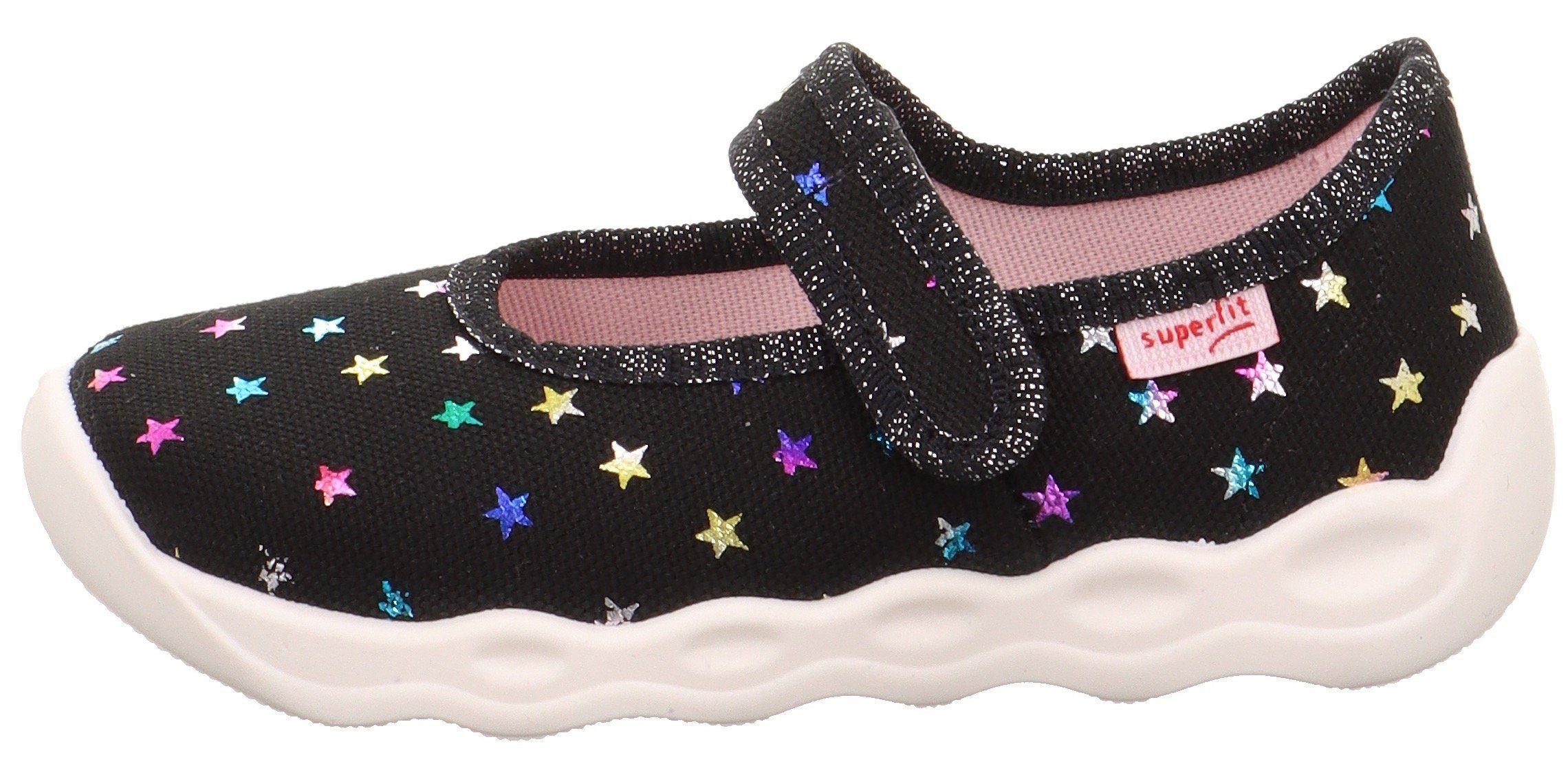 Superfit Pantoffels BUBBLE WMS: Middel Kinderschoen met klittenband, sterretjes, maat sjabloon om te downloaden