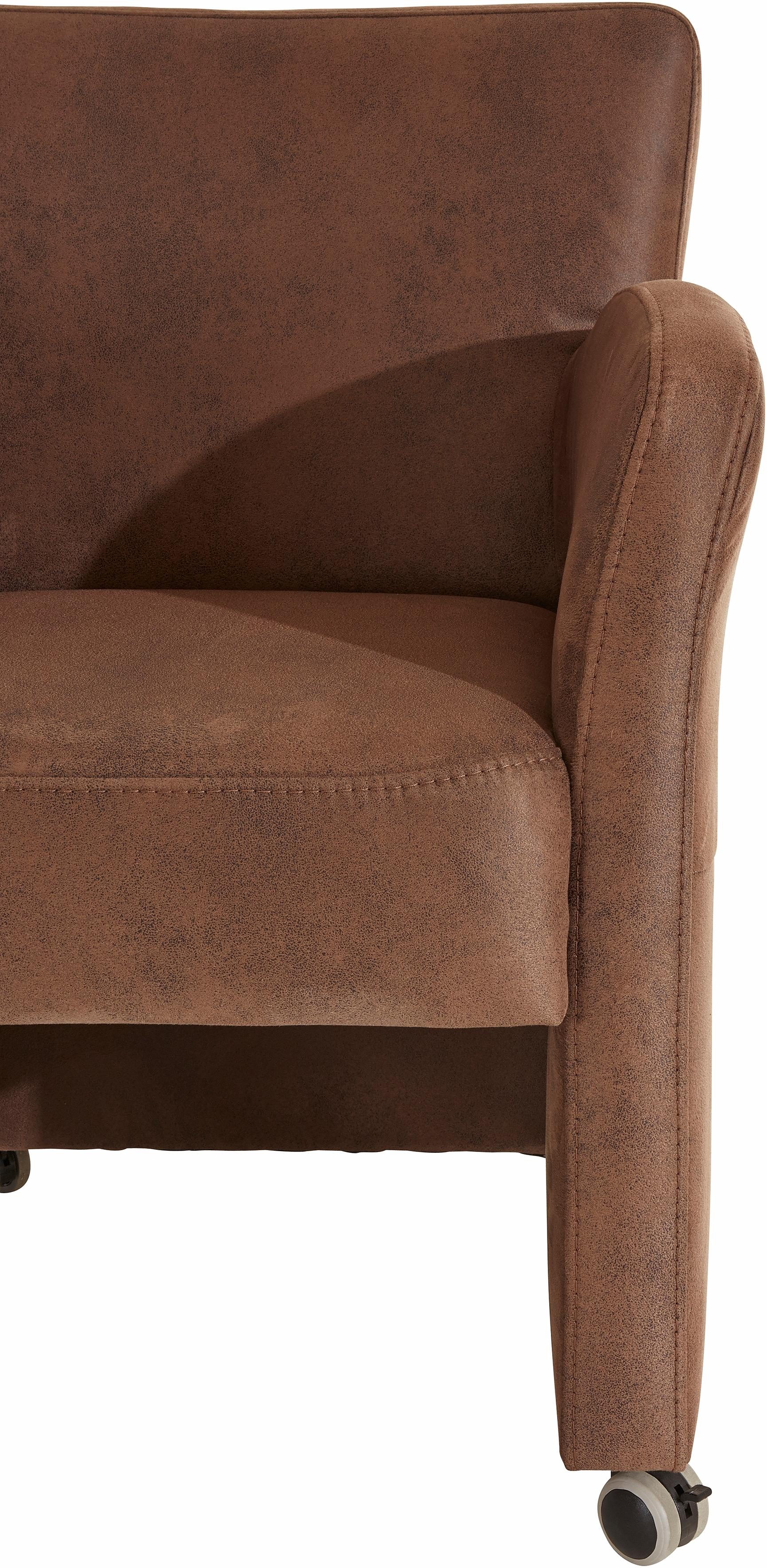 exxpo - sofa fashion Fauteuil Cortado, loungestoel op wielen, smalle armleuningen, comfortabel