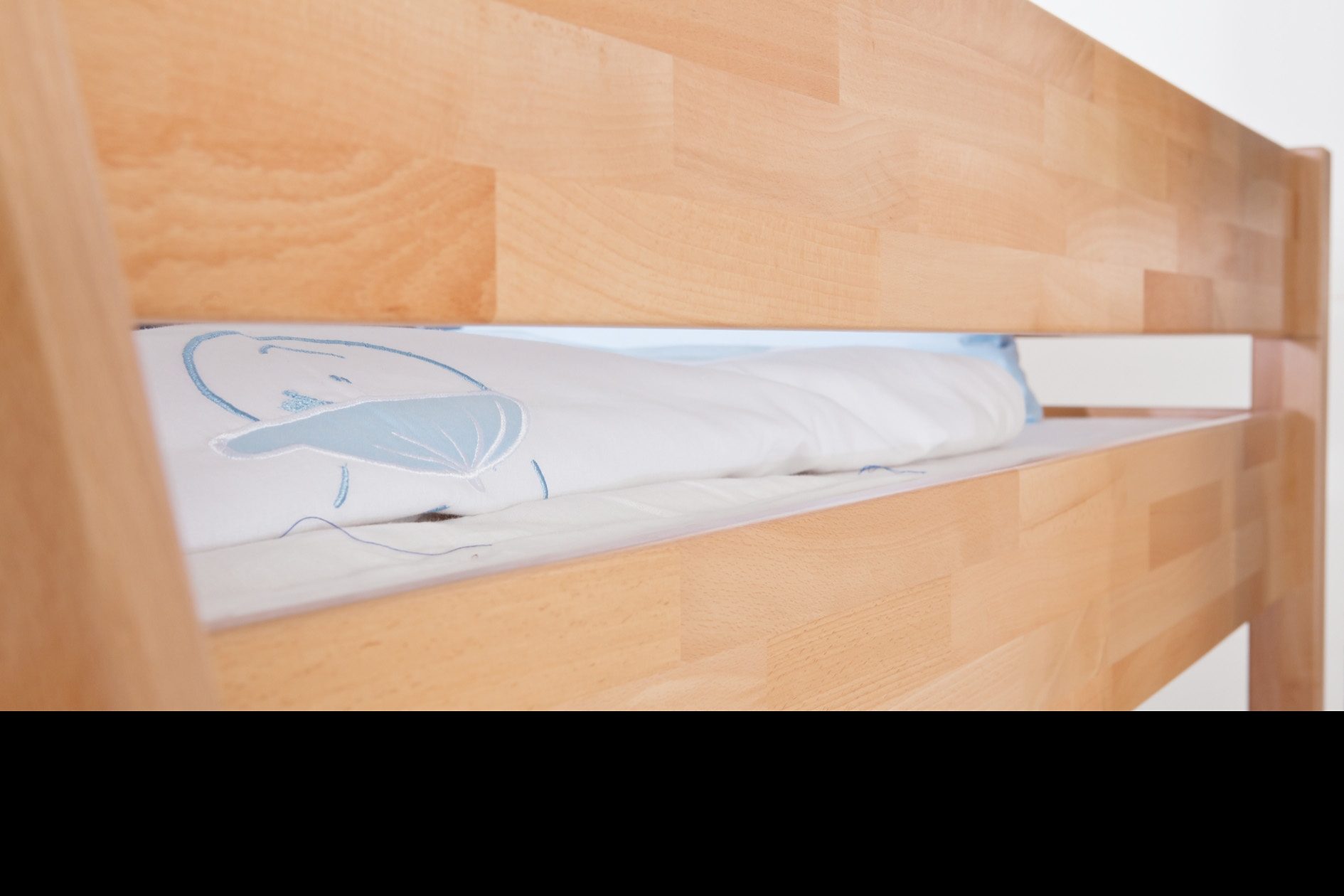Relita Stapelbed Stefan incl. oprolbaar lattenbodem, met ladder en valbeveiliging, textiel set, beuken