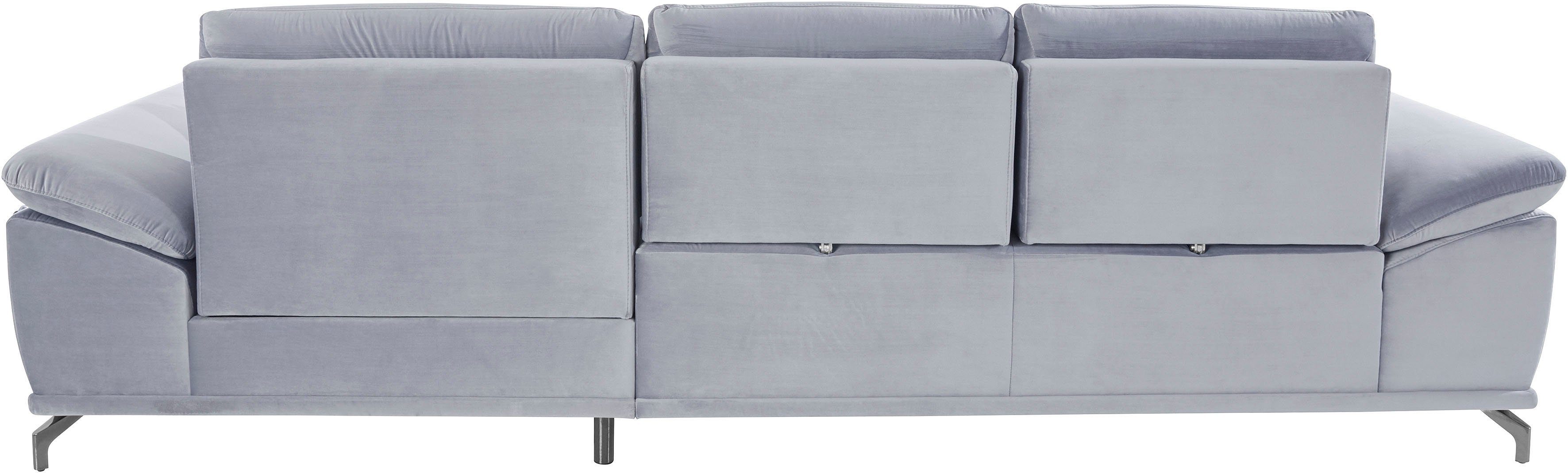 Places of Style Hoekbank Costello L-vorm, met zitdiepteverstelling, armleuningverstelling en