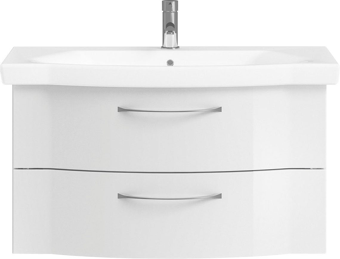 Saphir Badkamerserie 6005 sprint keramiek-wastafelonderkast, 97 cm breed Wastafelmeubel inclusief deurdemper, 2 laden, wastafelonderkast set (1 stuk)