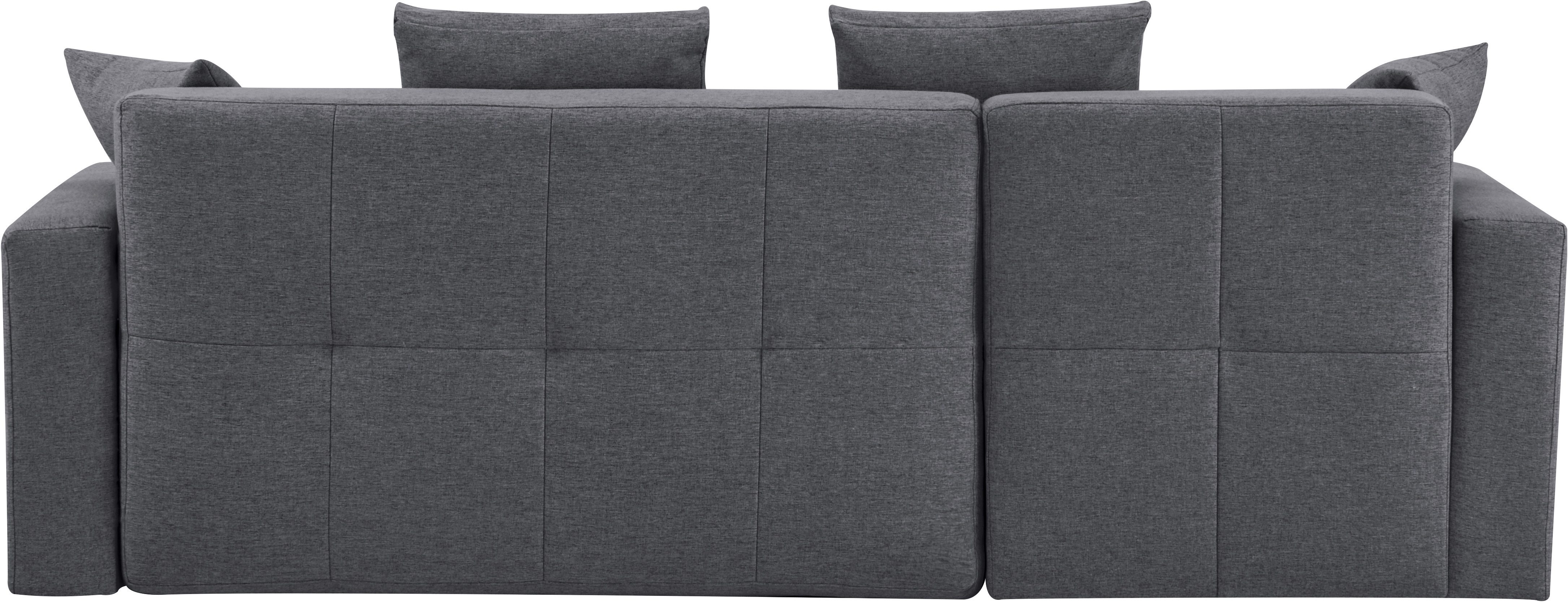 INOSIGN Hoekbank KILLAM, 217 cm, L-vorm, met slaapfunctie en bedlade Recamière rechts / links monteerbaar, in cord en geweven stof