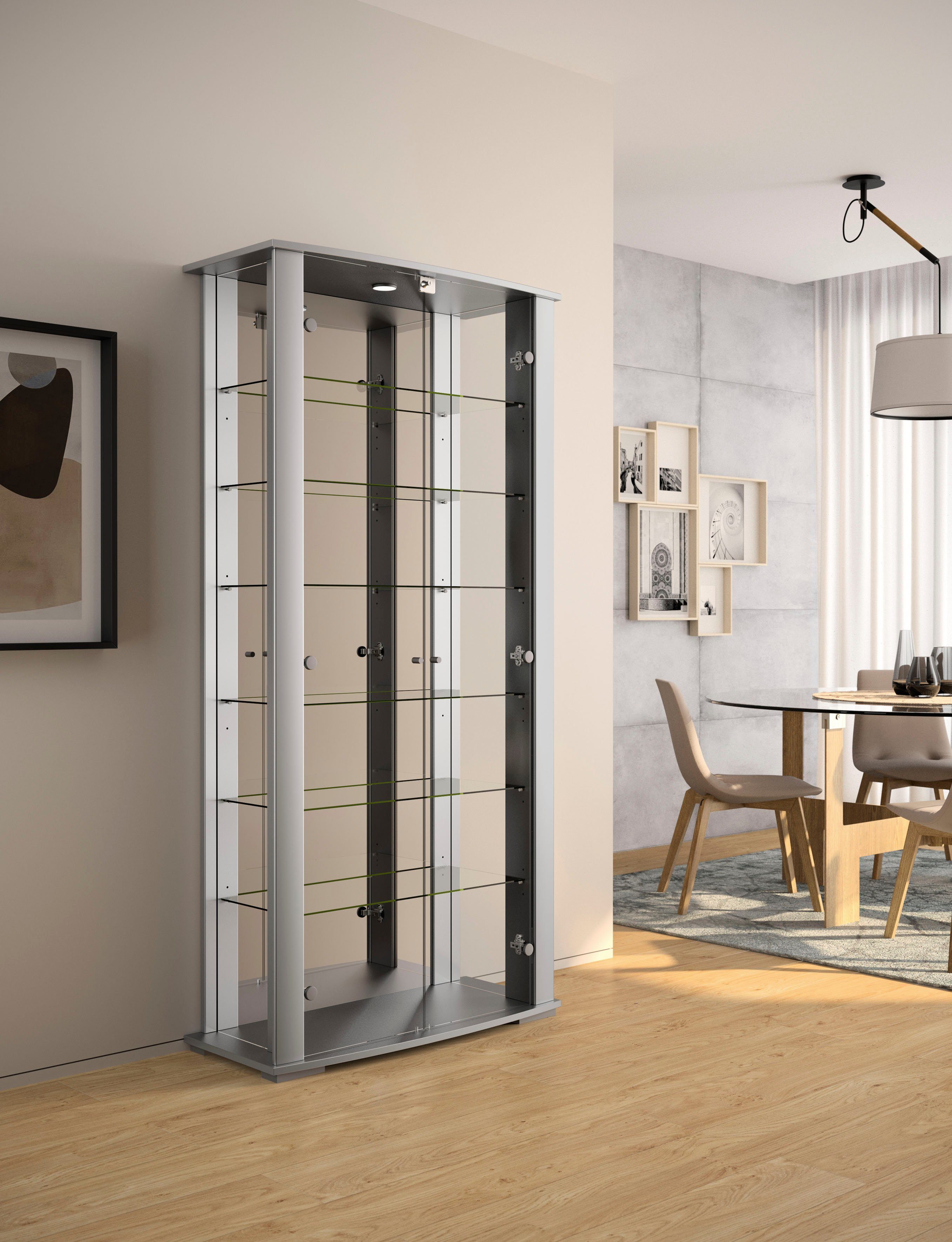 fif möbel Vitrinekast Stella Staande vitrine/glasvitrine met 2 glazen deuren, perfect voor verzamelaars, verzamelvitrine